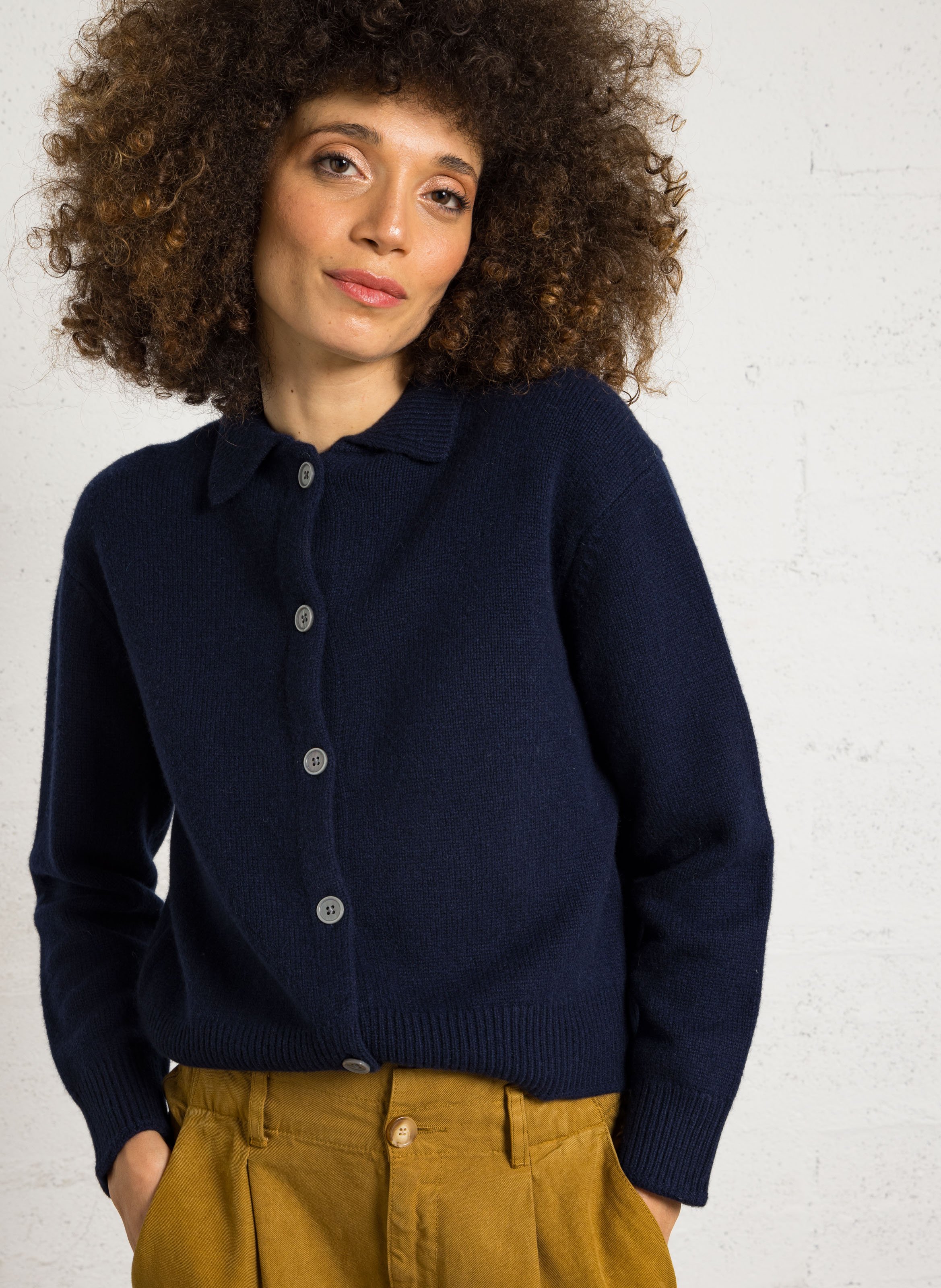 Cardigan court uni en laine MAISON 123