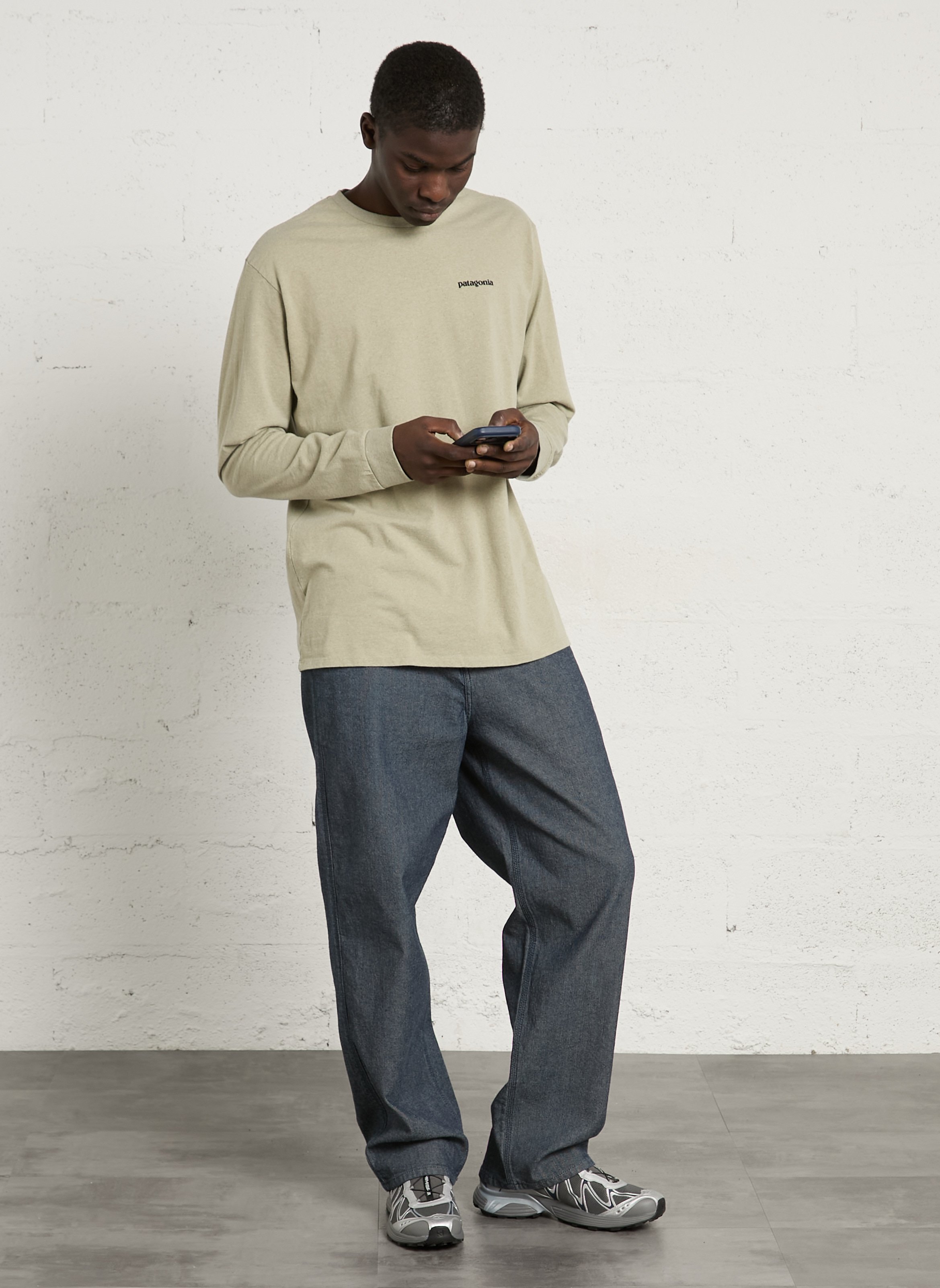 Rundhals-T-Shirt aus recyceltem Baumwoll-Mix mit Siebdruck, Regular Fit PATAGONIA Beige