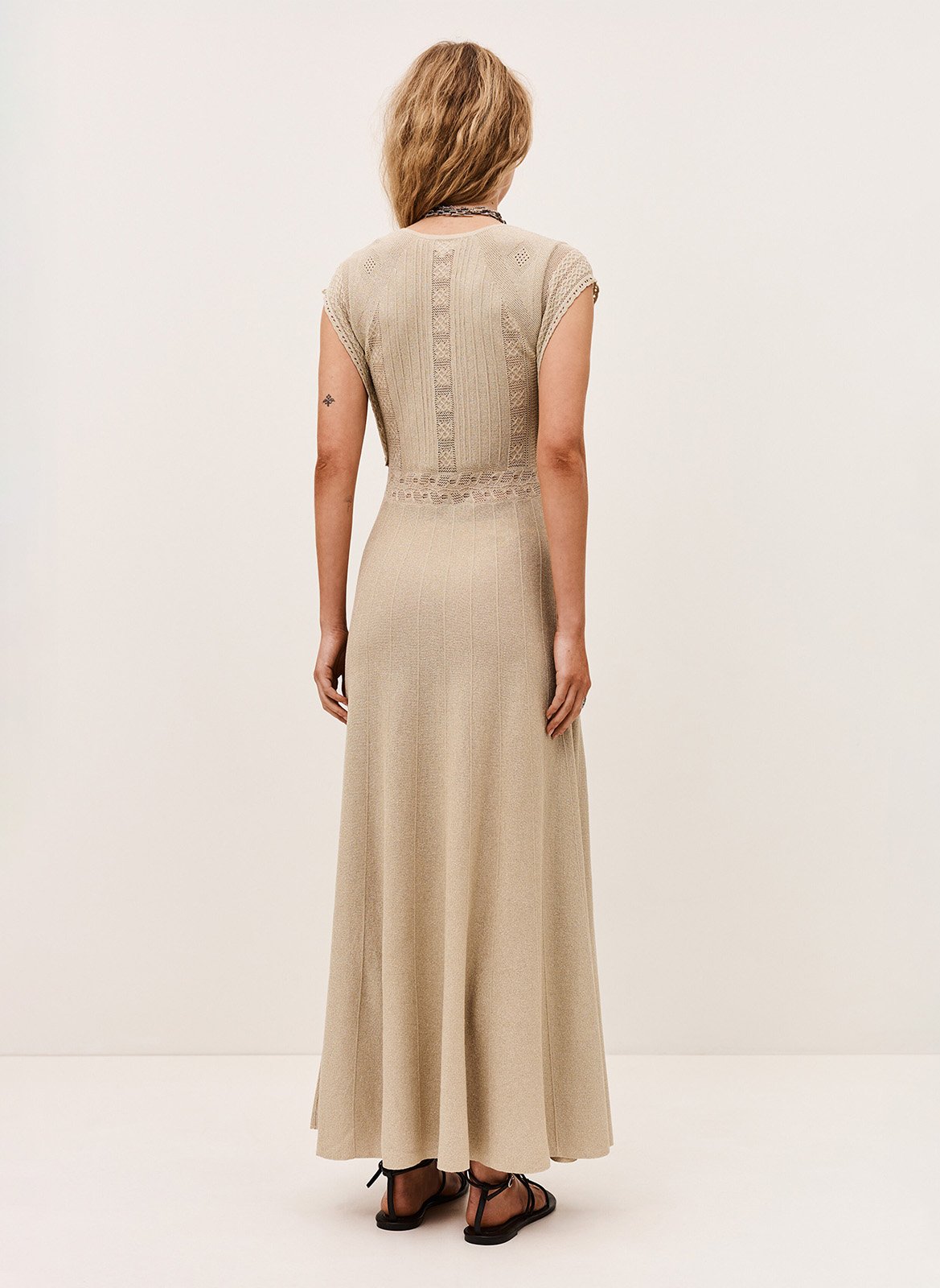 Lange jurk met V-hals BA&SH Goudkleurig