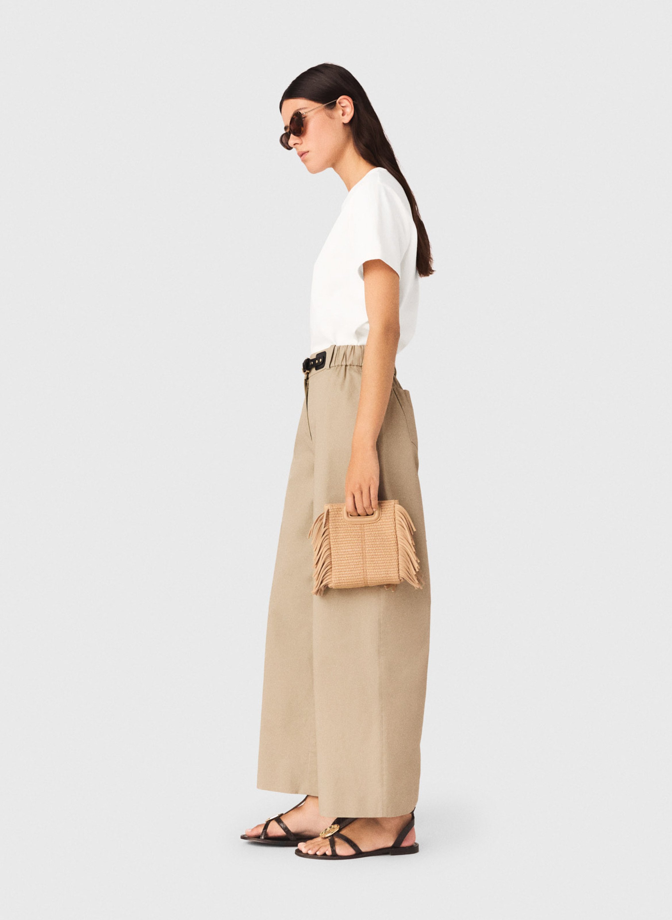 T-shirt droit col rond en coton MAJE Blanc