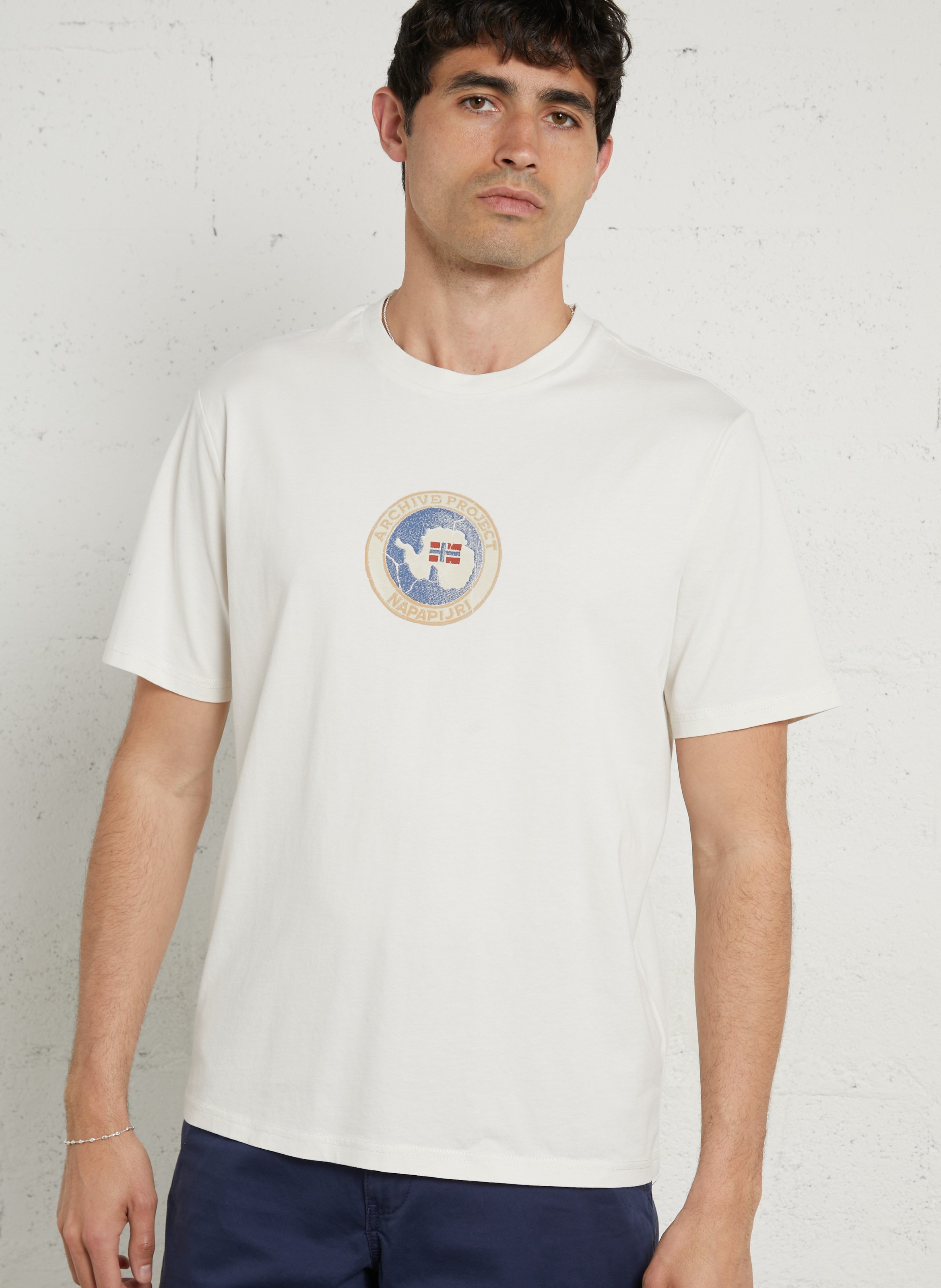 Tee-shirt droit col rond sérigraphié en coton NAPAPIJRI