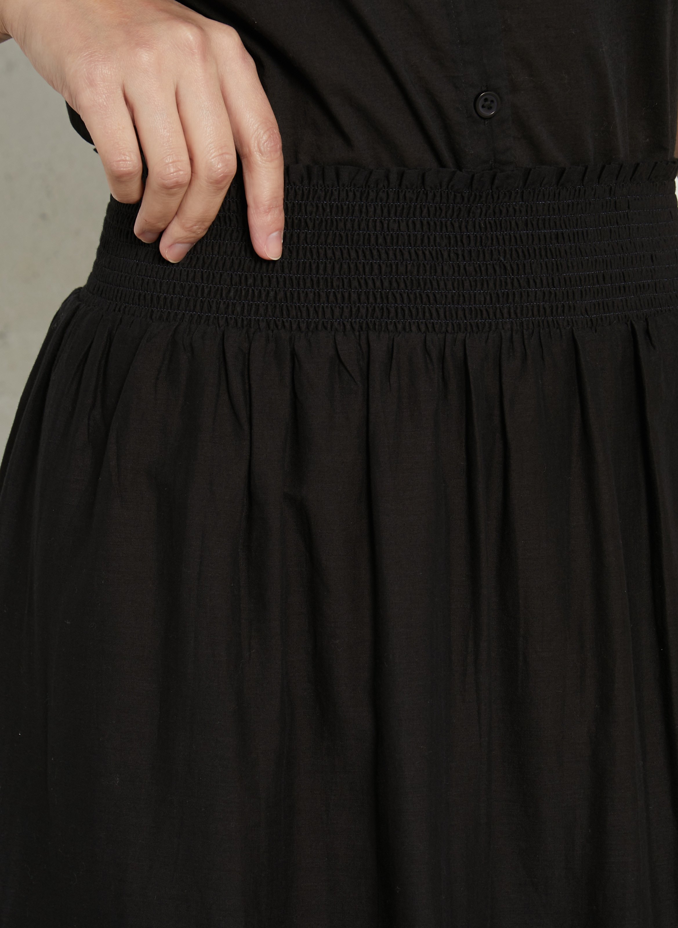 Jupe longue en coton DES PETITS HAUTS Noir