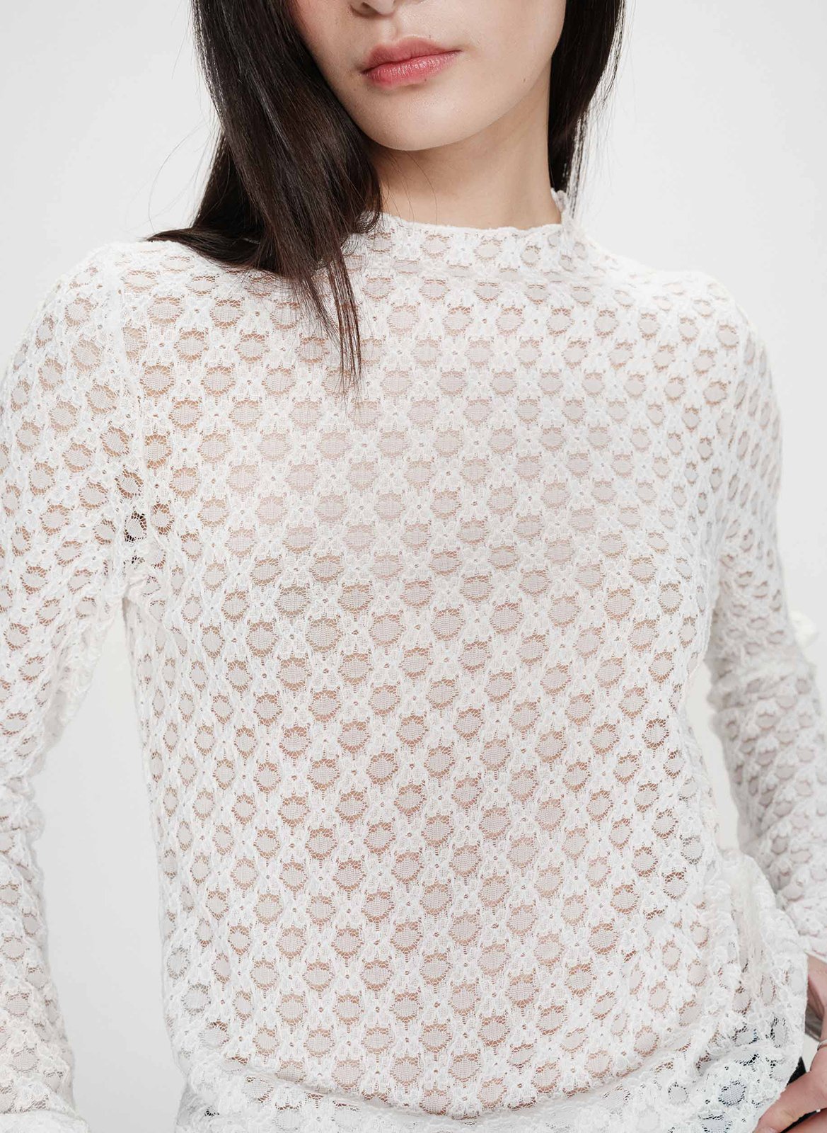 Top droit col rond en coton mélangé GRACE ET MILA Blanc