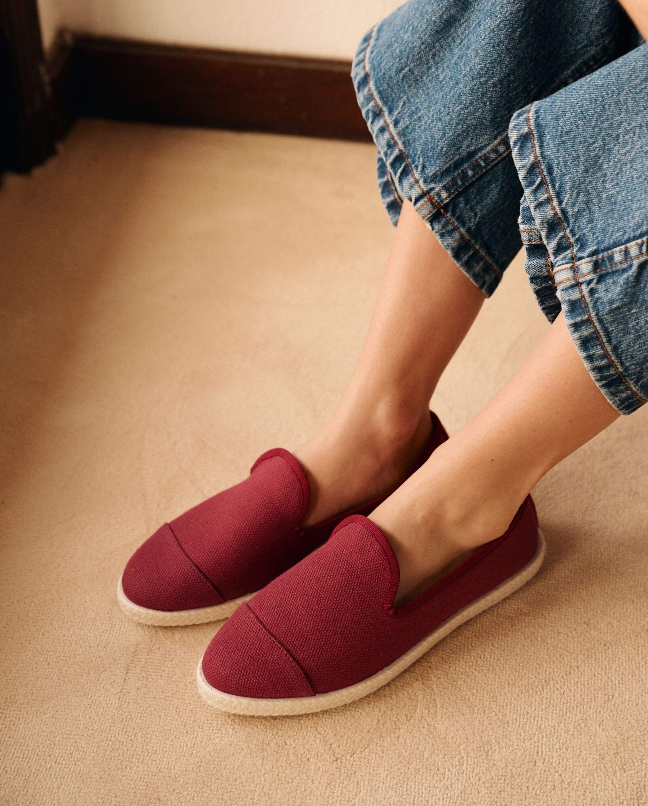 Women's recycled cotton Bordeaux espadrilles ANGARDE Red