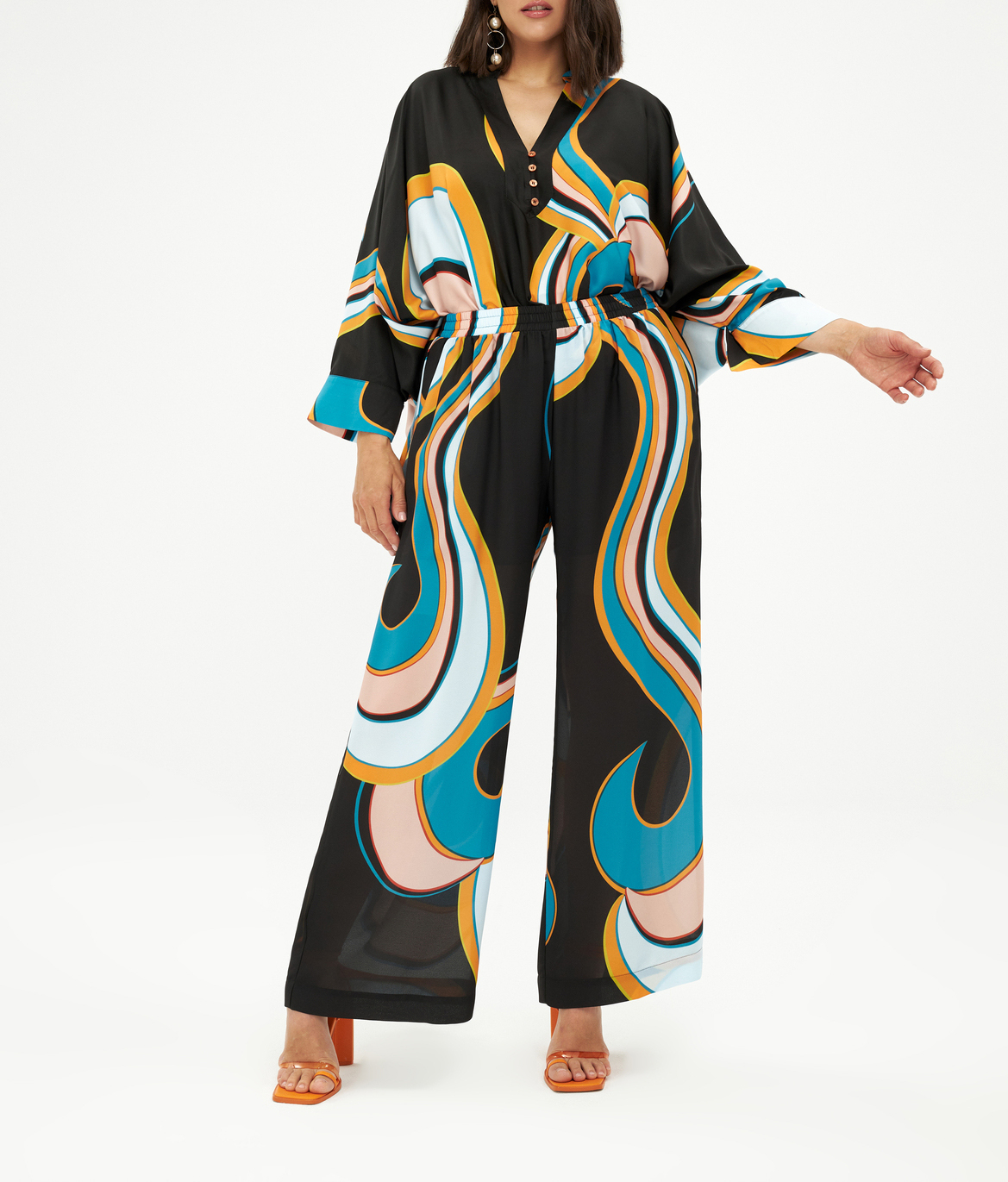 Gerade geschnittene Hose mit Grafik-Print MAT FASHION Schwarz