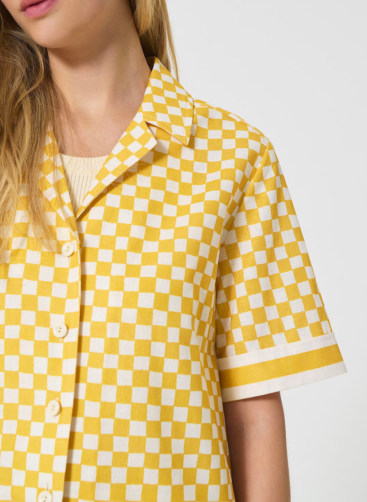Chemise col classique en lin mélangé TARA JARMON Jaune