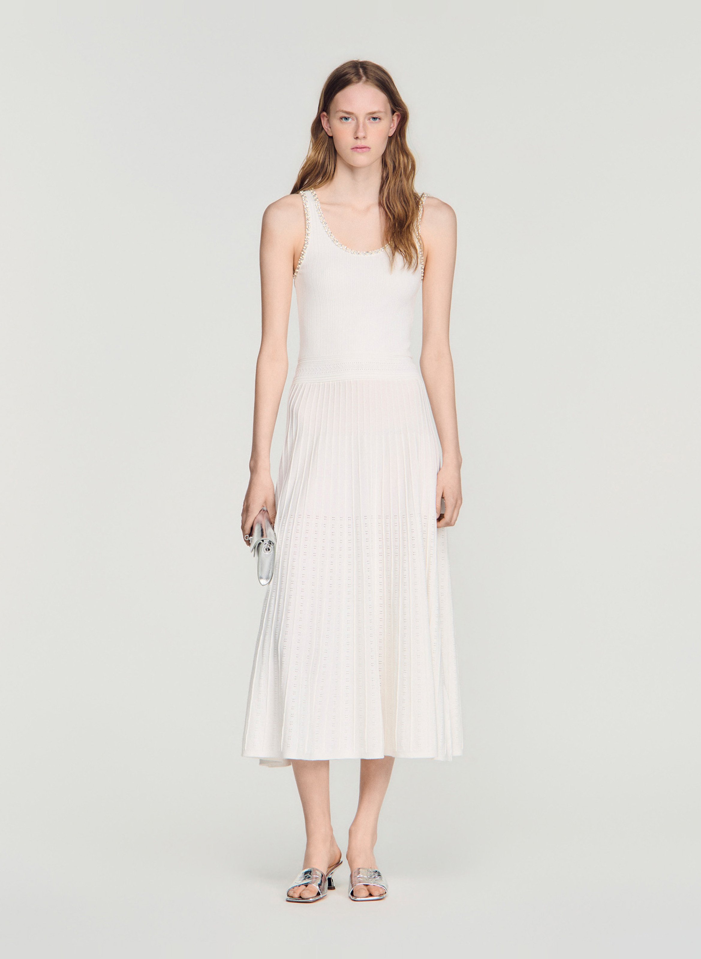 Robe longue en maille SANDRO Wit