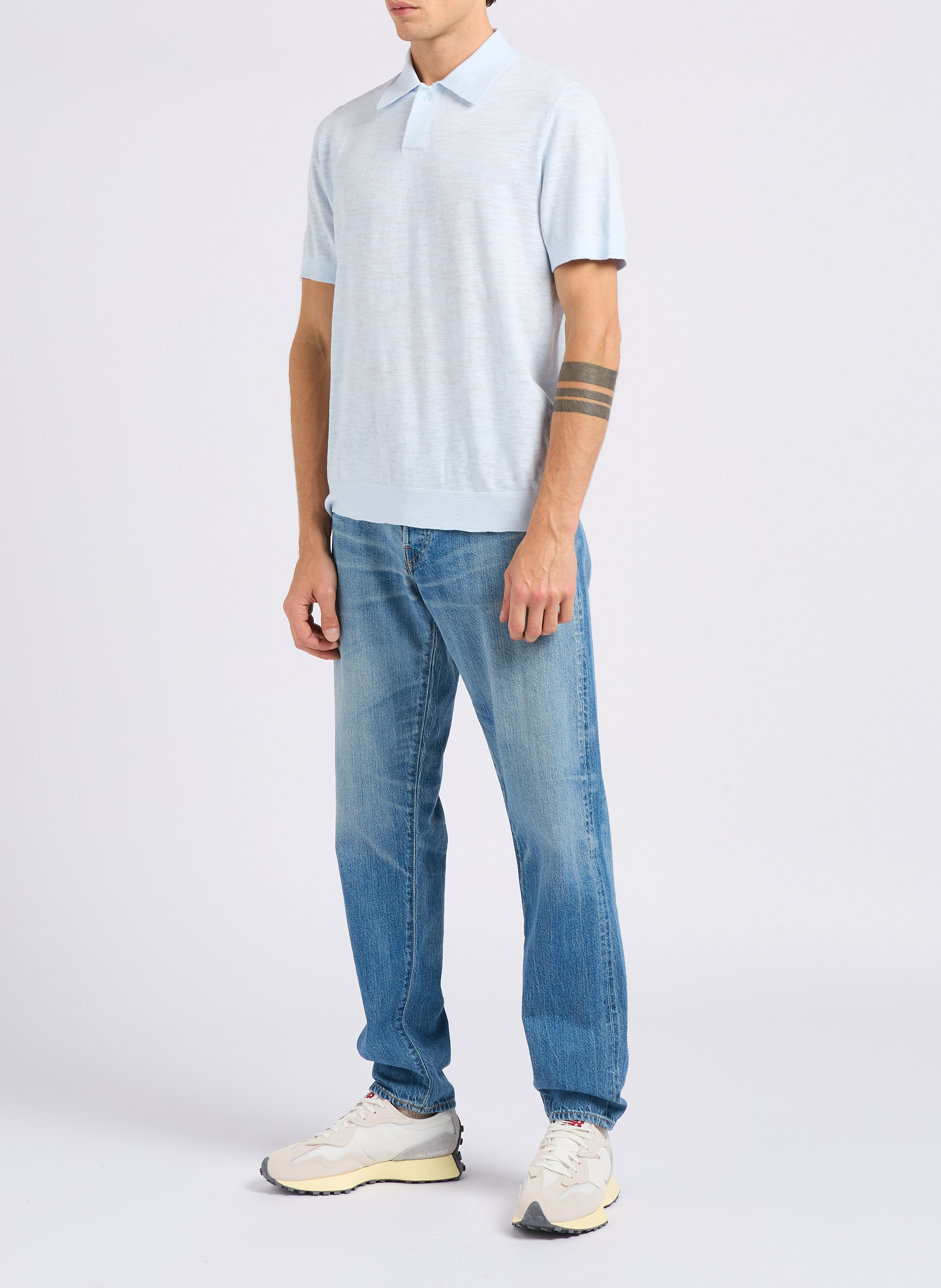 Kurzarm-Poloshirt aus Baumwollmischung IKKS Blau