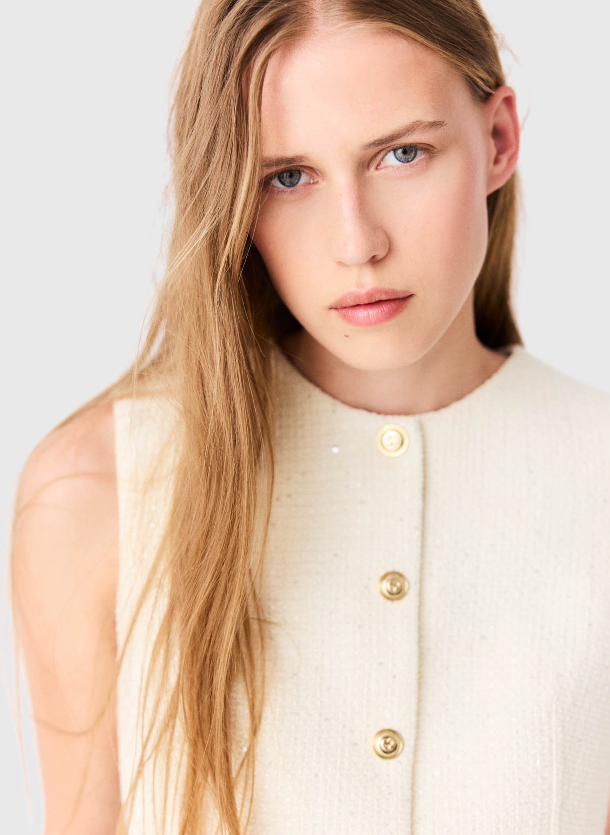 Fitted top in blended cotton MAJE Beige