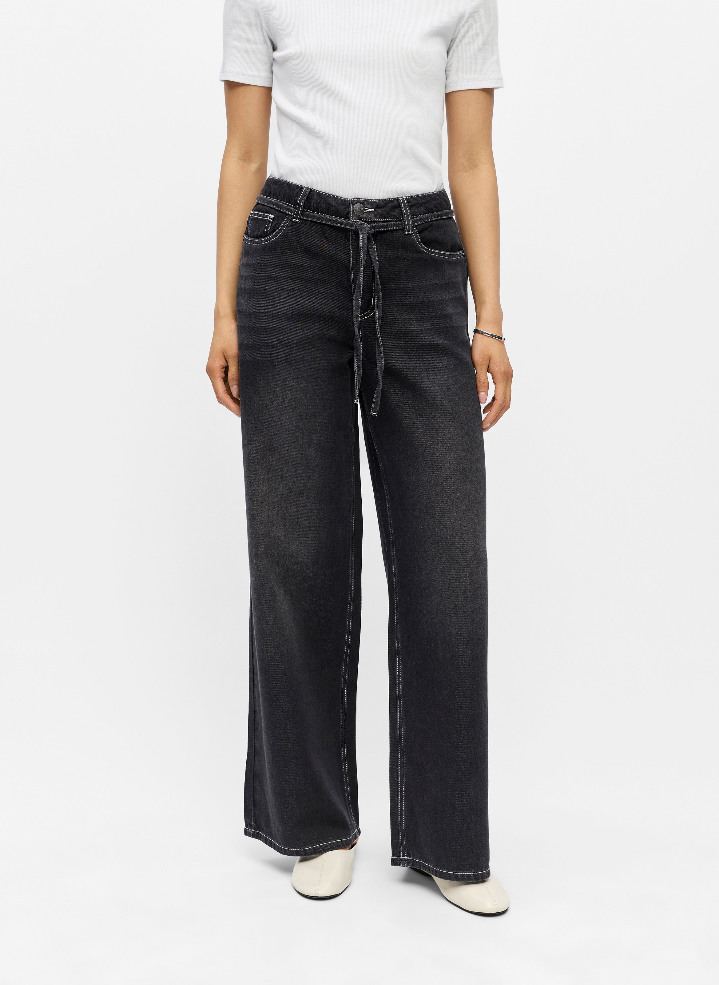 Flared organic cotton blend jeans OBJECT Black