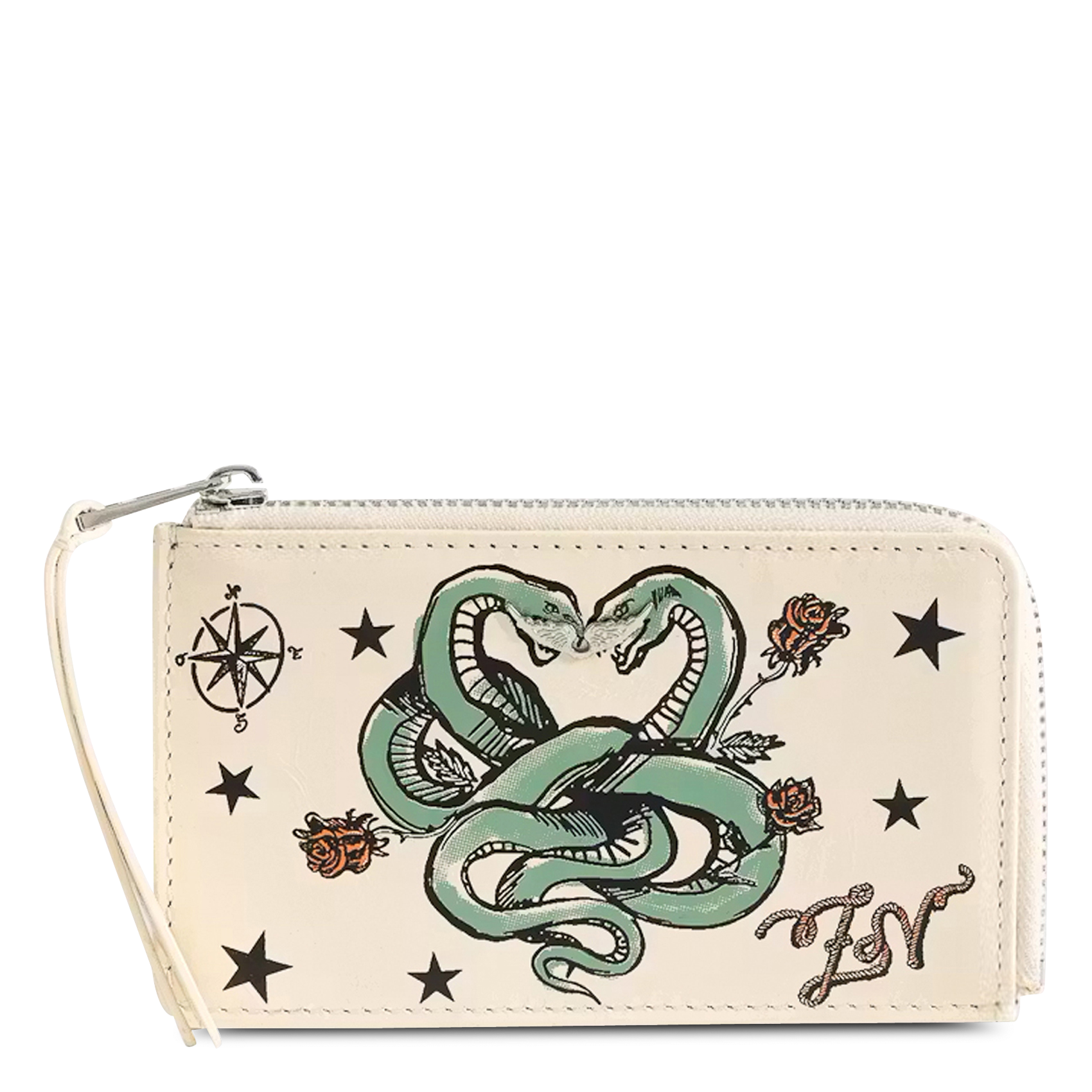 Leder-Kartenhalter mit Druck ZADIG&VOLTAIRE Weiss