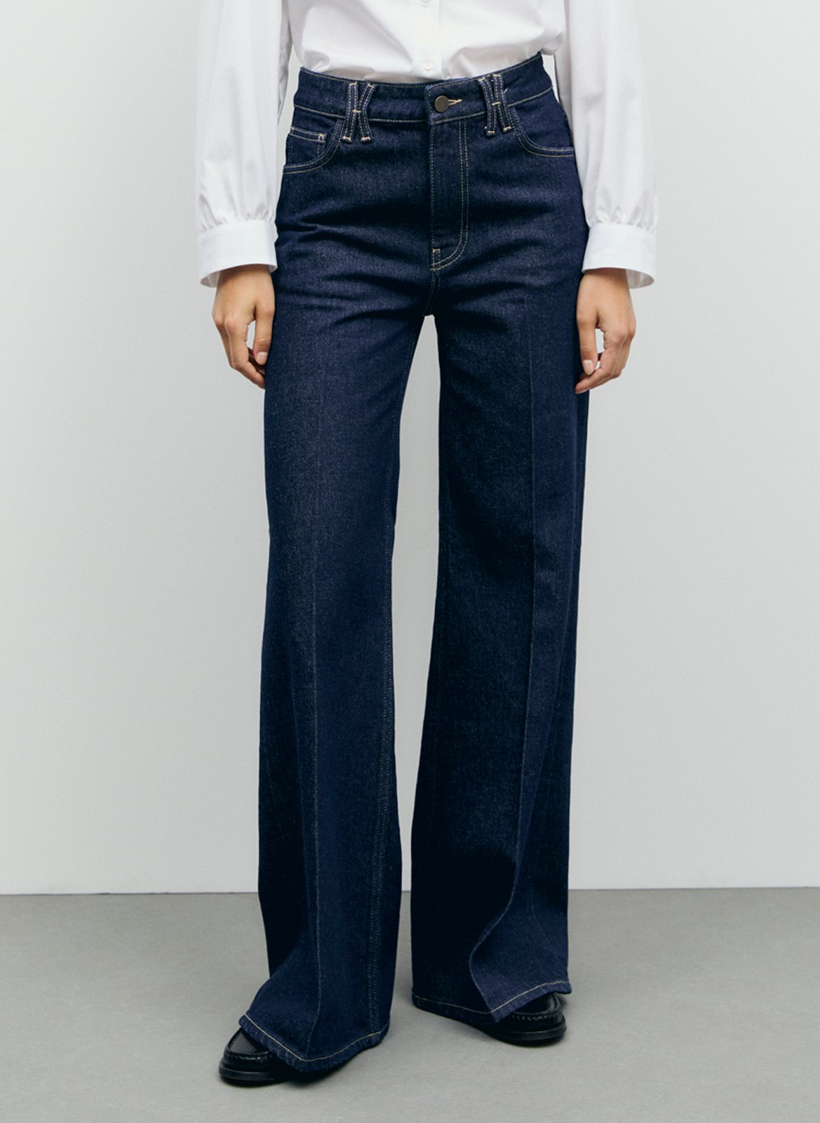 Wide-leg cotton-blend jeans GERARD DAREL Blue