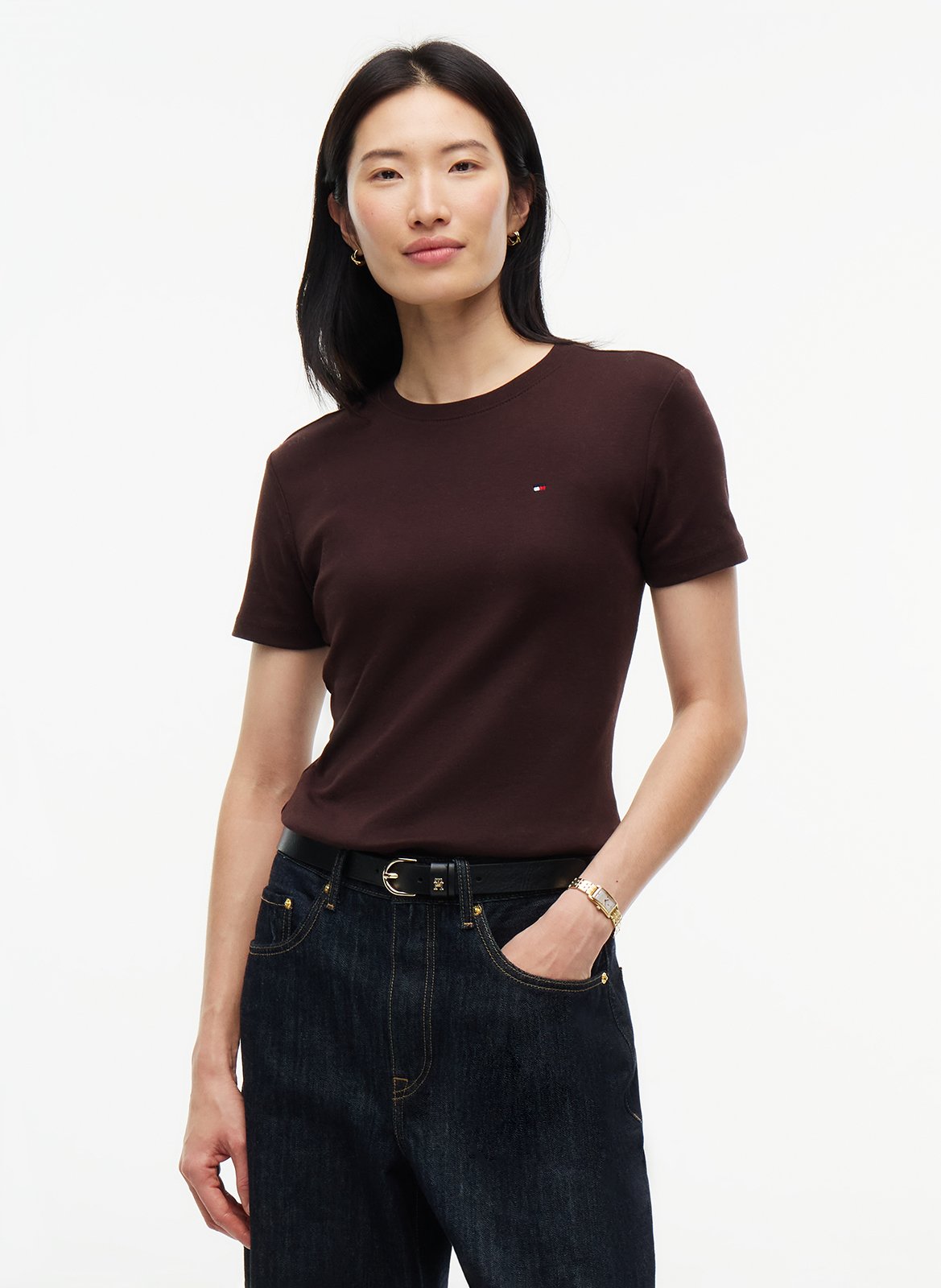 Fitted cotton striped T-shirt TOMMY HILFIGER