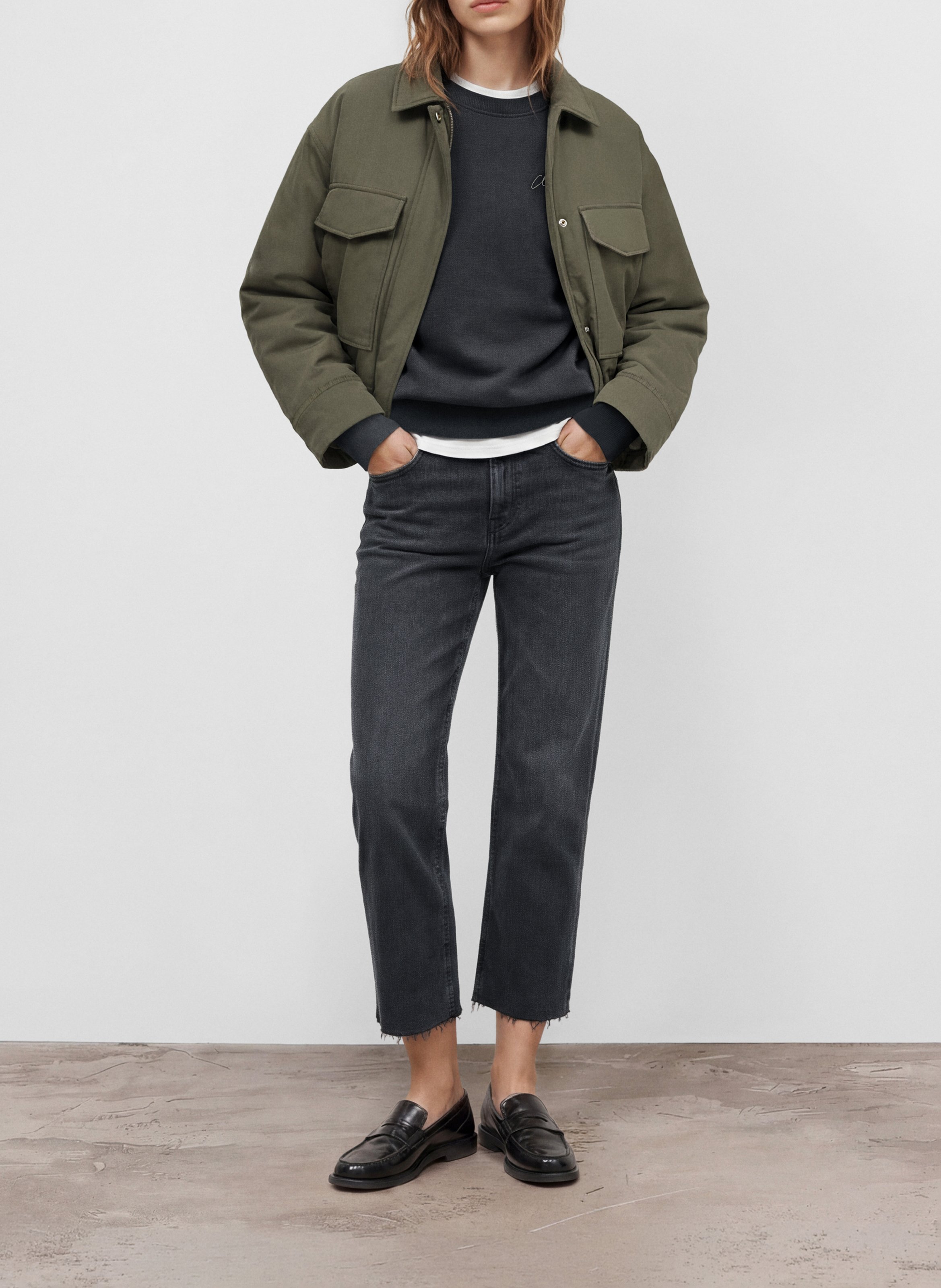 Jean cropped en coton mélangé CLOSED Gris