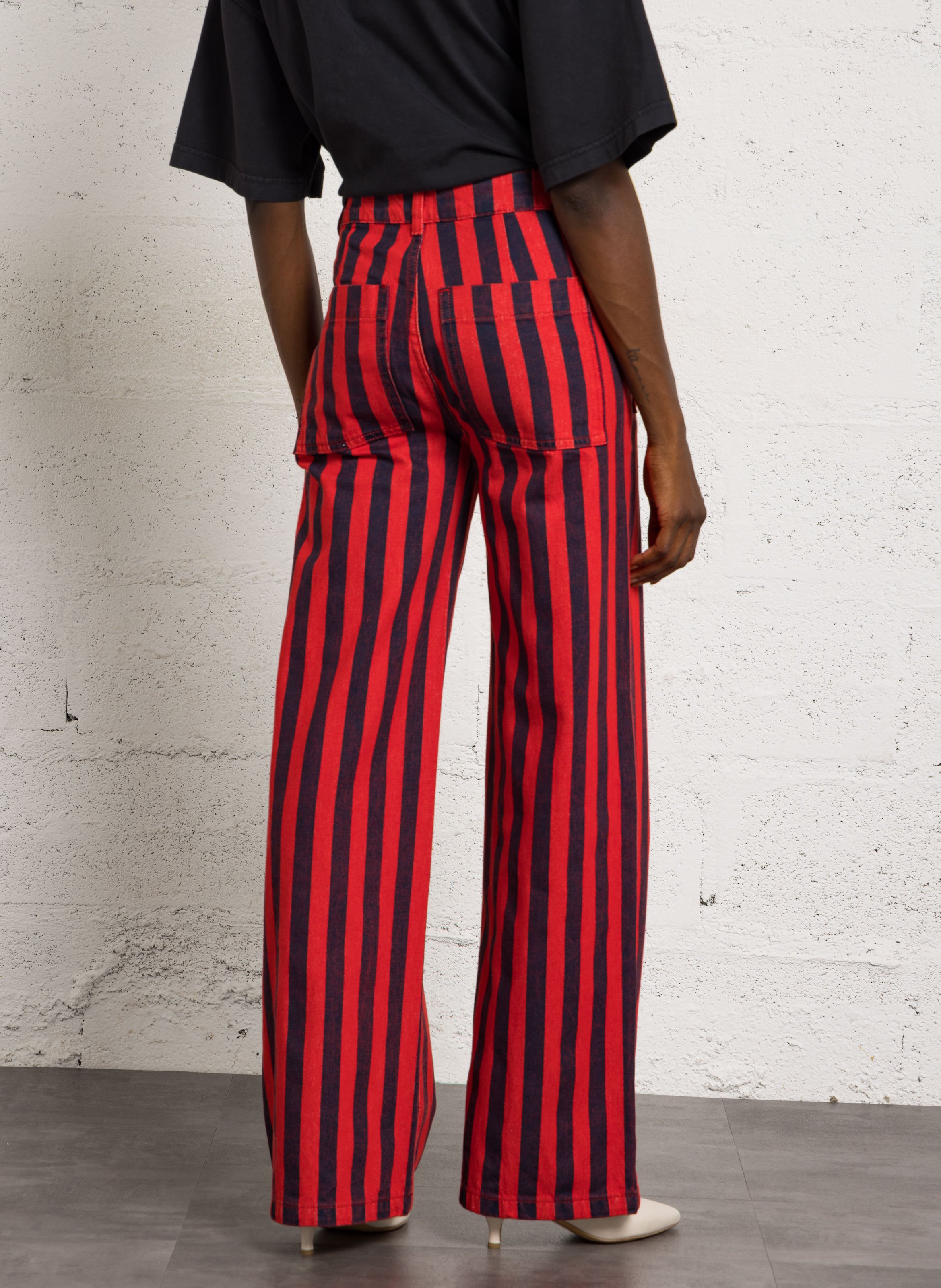 Pantalon large à rayures THE TINY BIG SISTER Multicolore