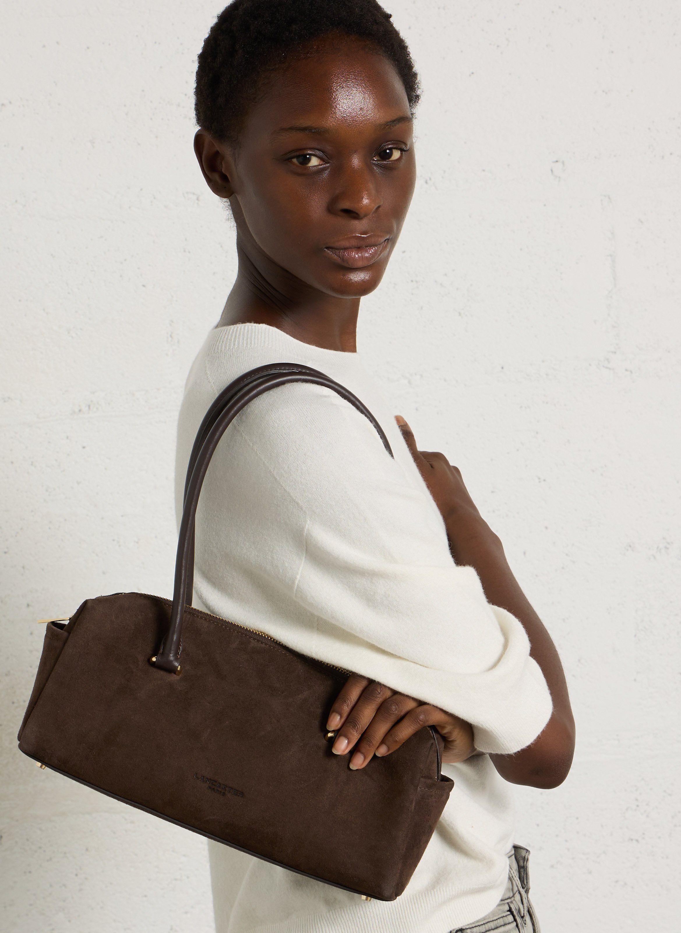Velvet handbag LANCASTER PARIS Brown