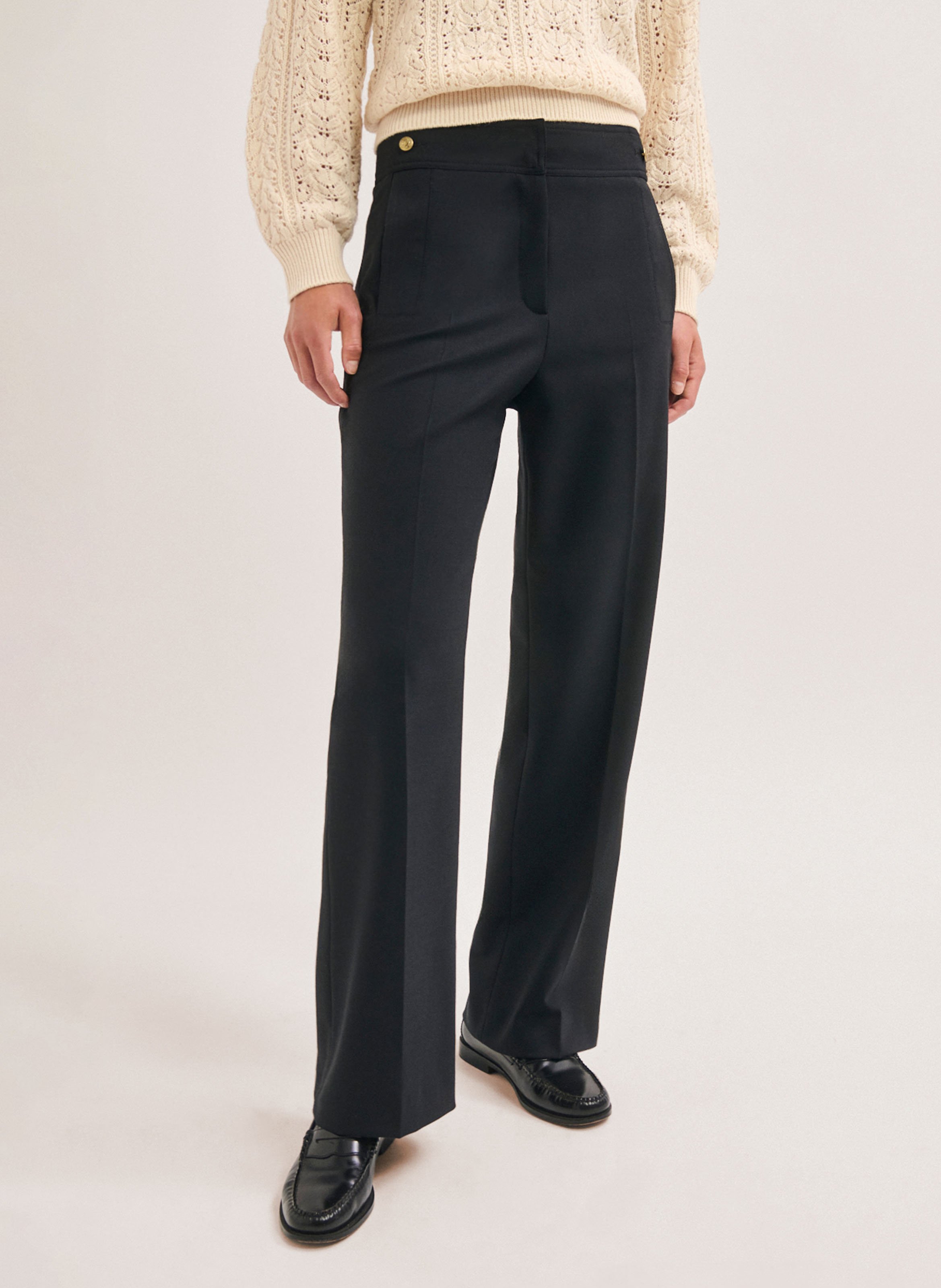 Wijde broek met hoge taille PABLO Zwart