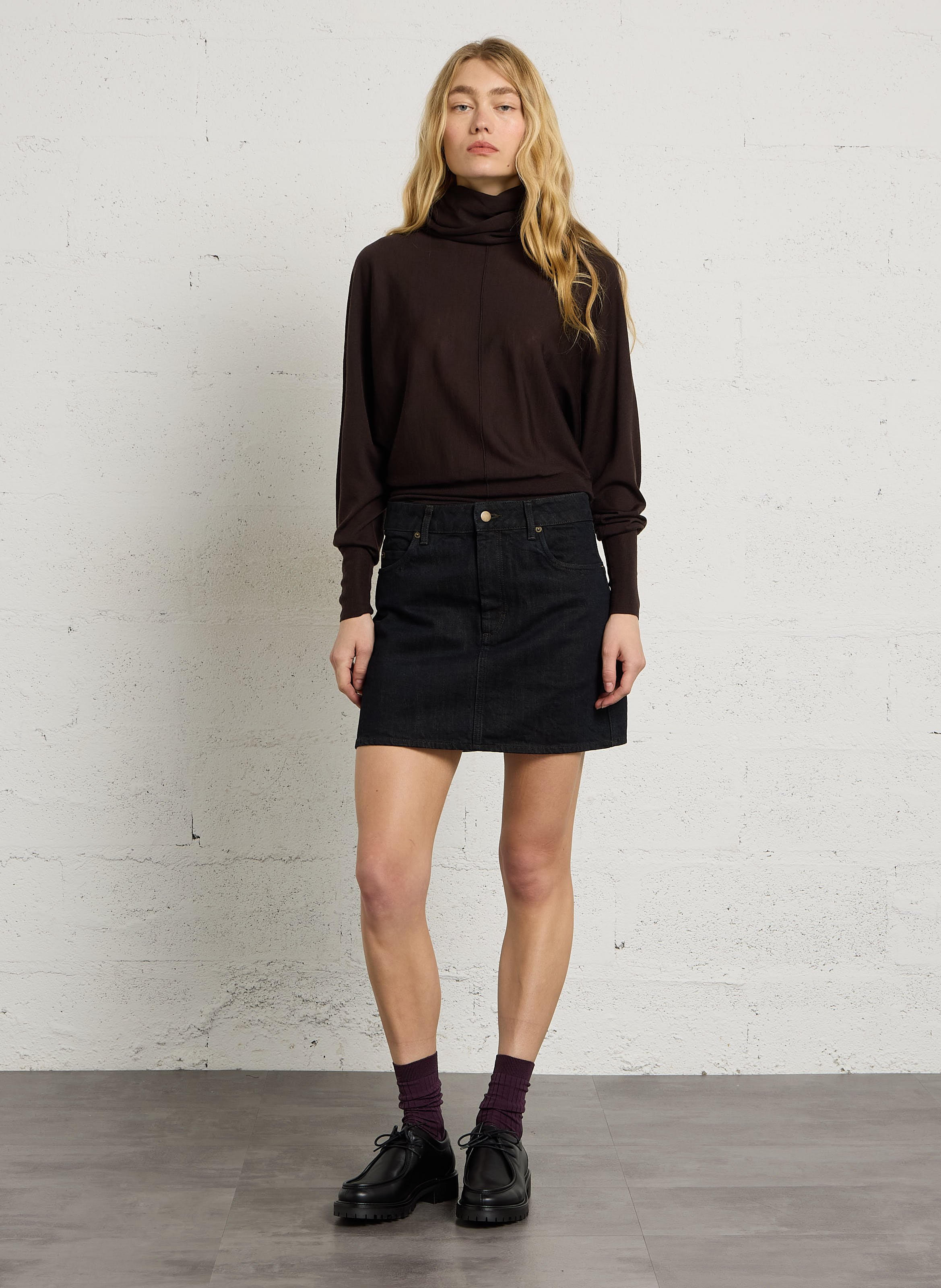 Gerader Pullover mit Rollkragen aus Wolle SOEUR Braun