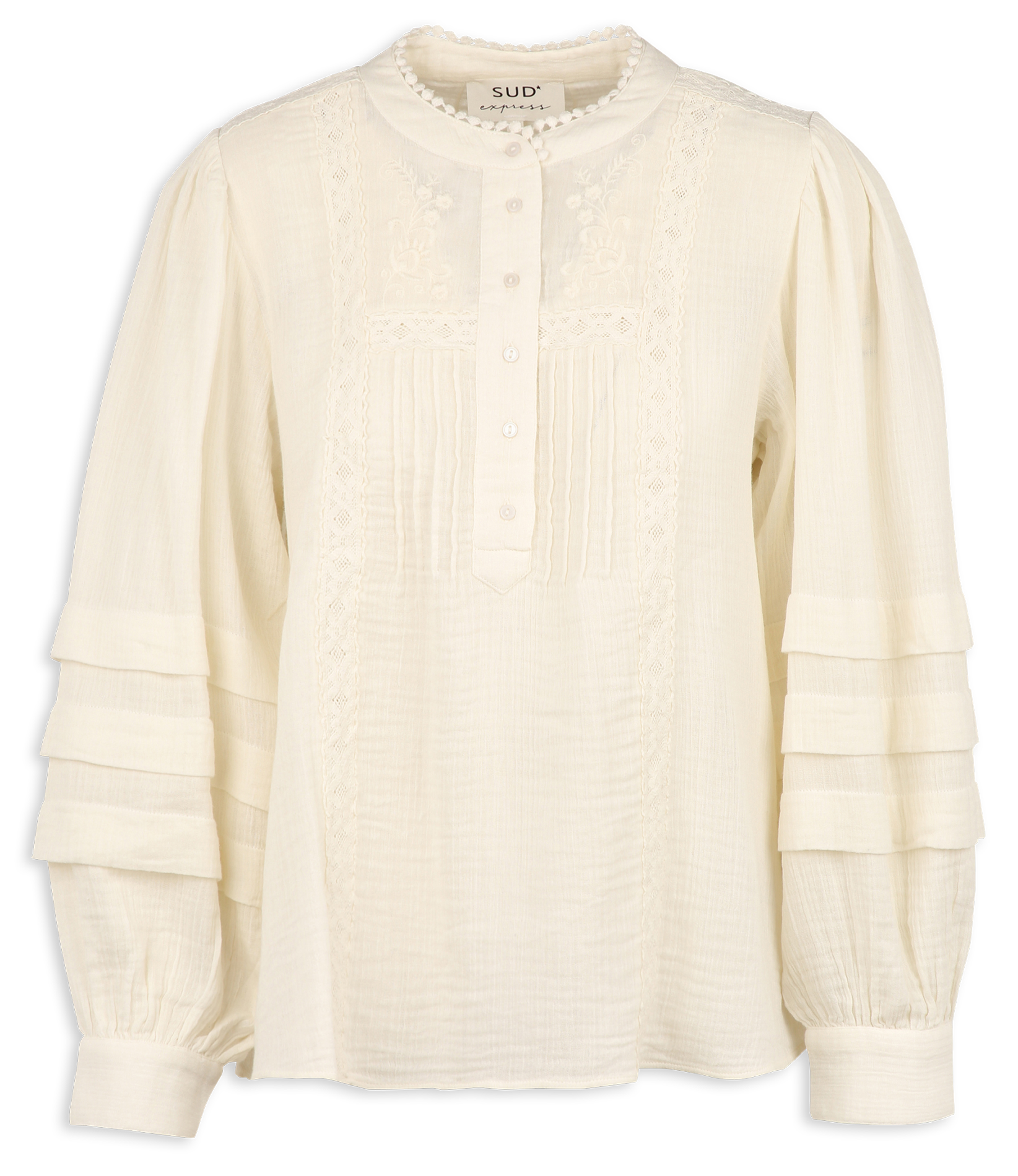 Loose-fit embroidered cotton blouse SUD EXPRESS White