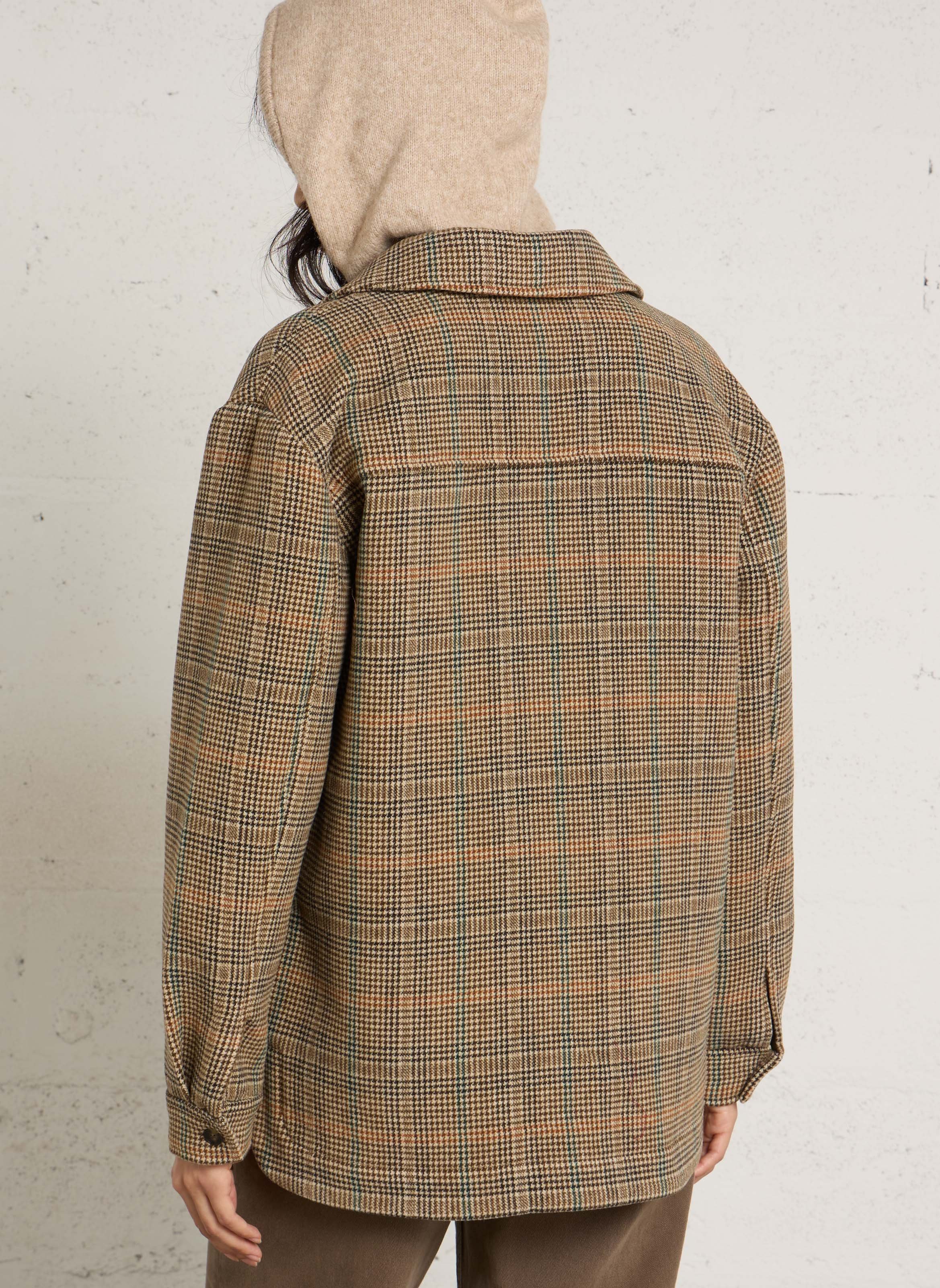 Oversized checked coat SUD EXPRESS Brown
