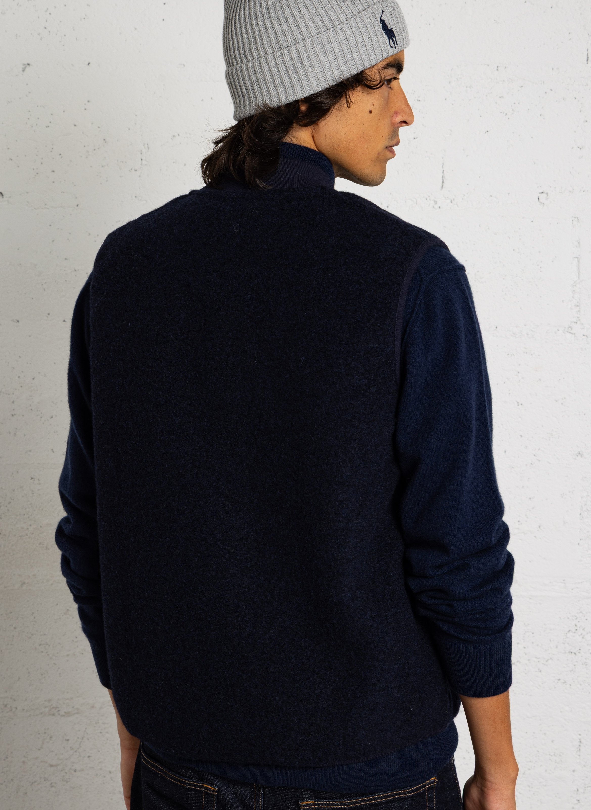 Gilet con collo teddy in misto lana HARTFORD Blu