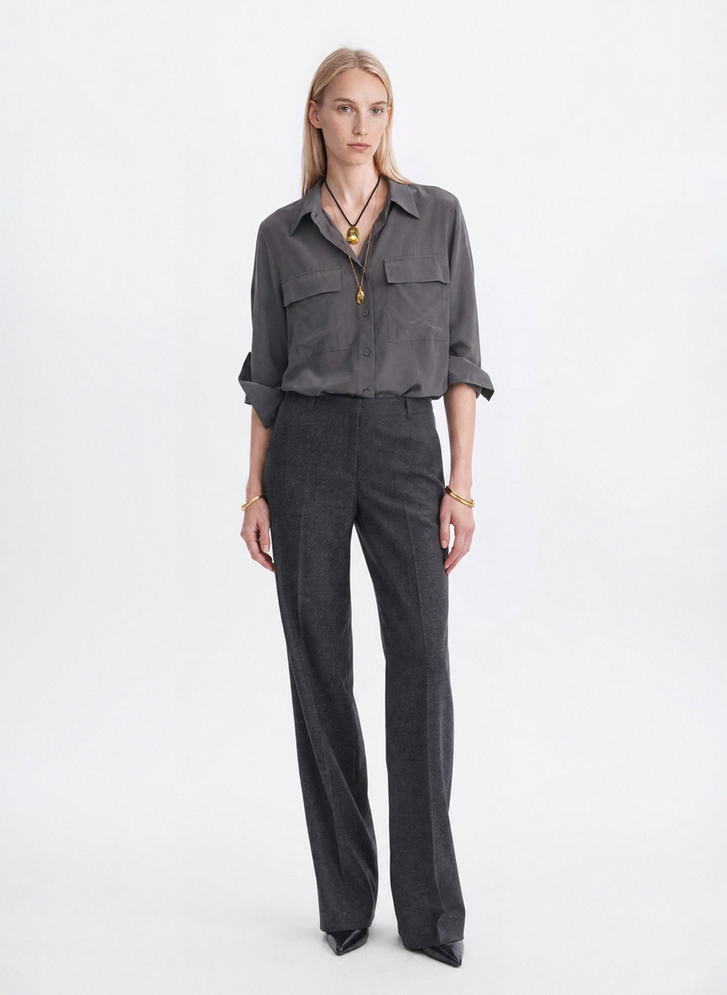 Silk shirt with classic collar VANESSA BRUNO Grey