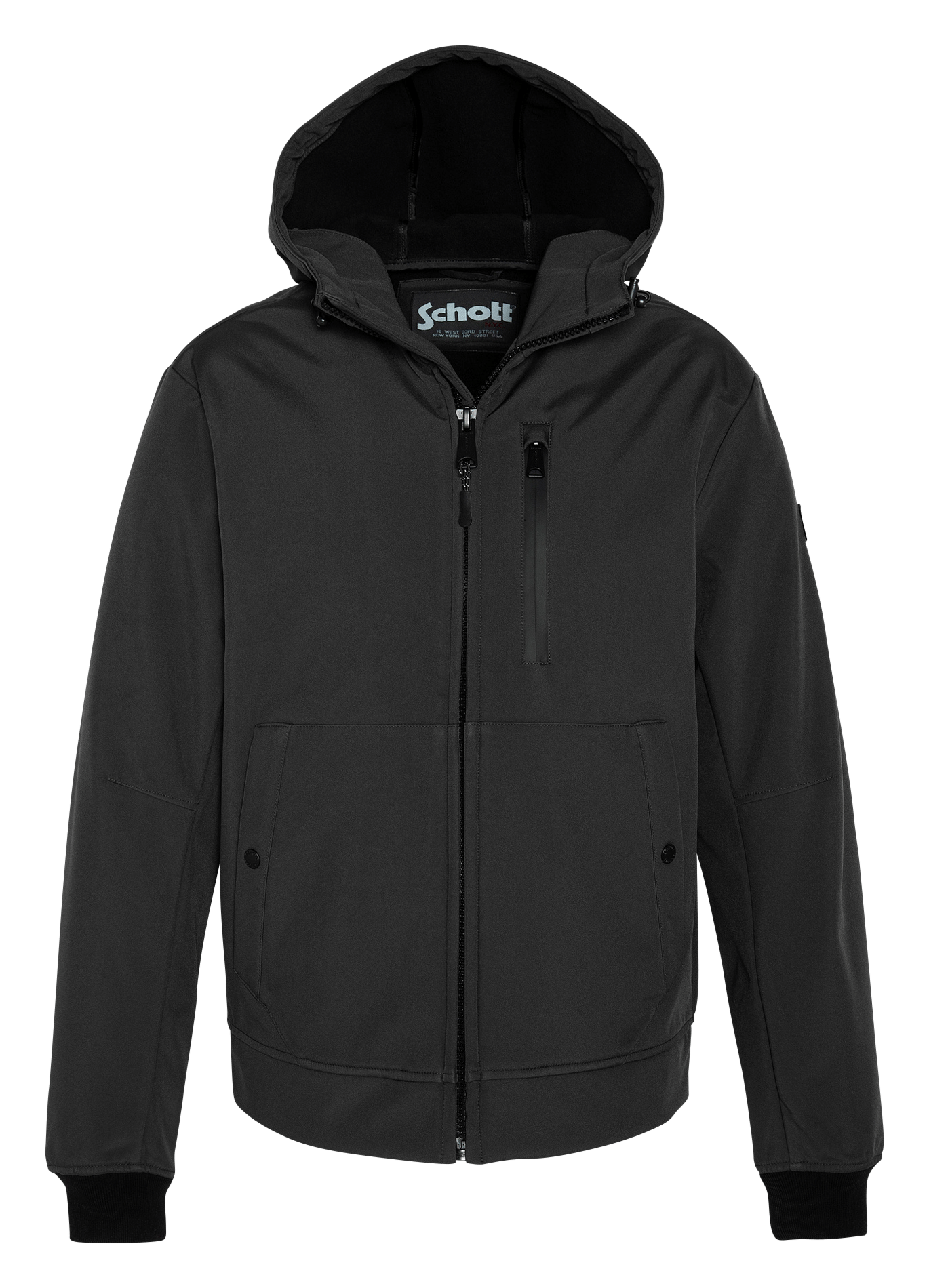 Veste à capuche droite SCHOTT Noir