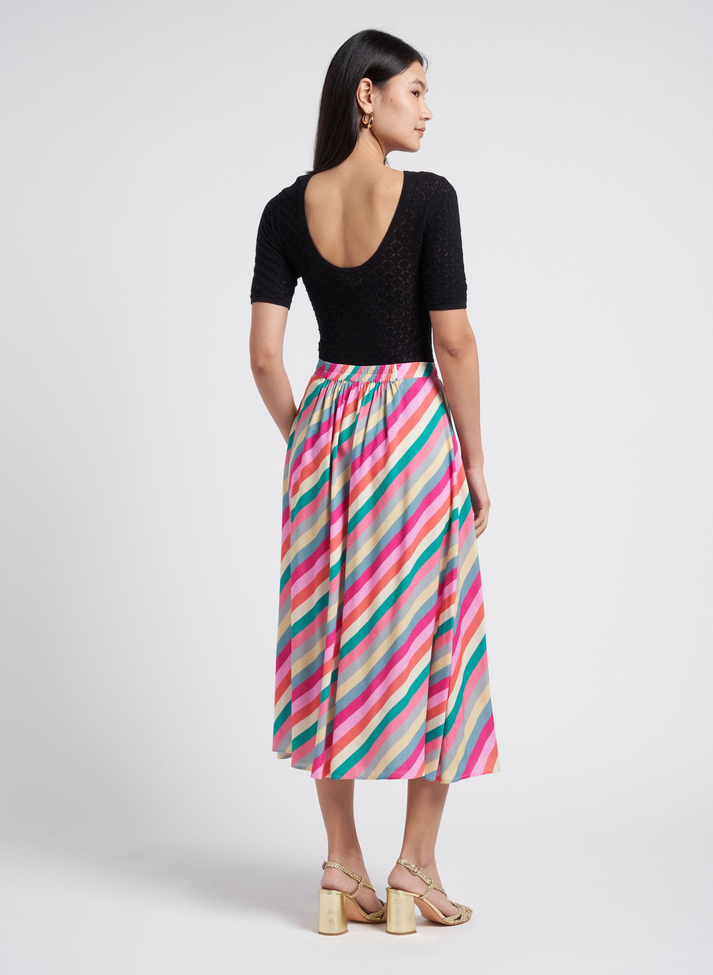 Multicolored Long straight printed skirt