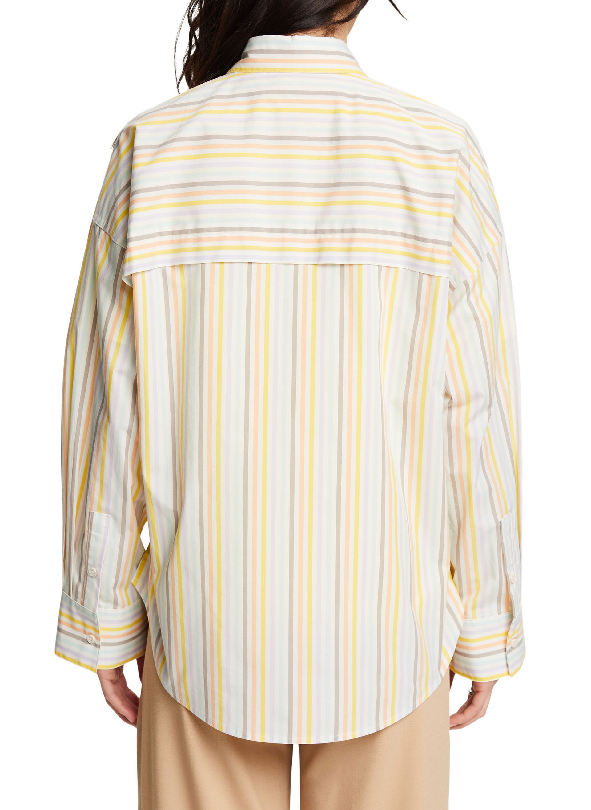 Chemise oversize col classique en coton mélangé rayé ESPRIT Blanc