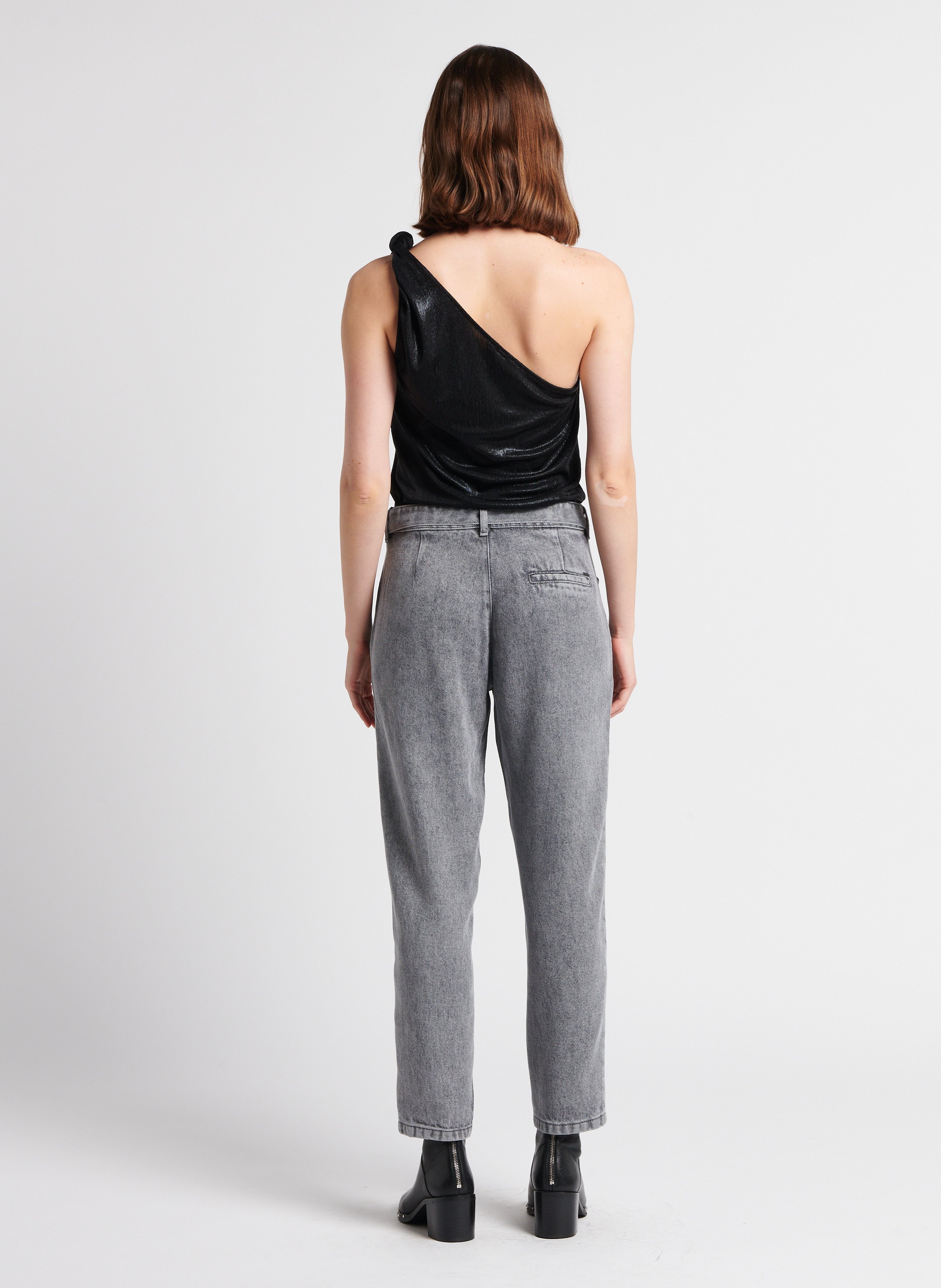 Baggy Jeans mit hoher Taille und verkürztem Schnitt in verwaschener Optik IKKS Grau