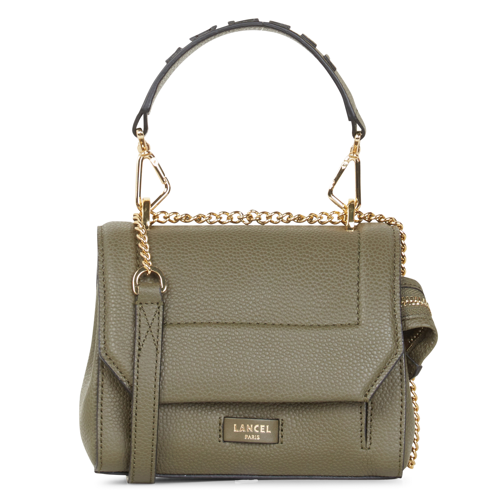 Kleine, nerfleren tas met klep NINON S Kaki fonce