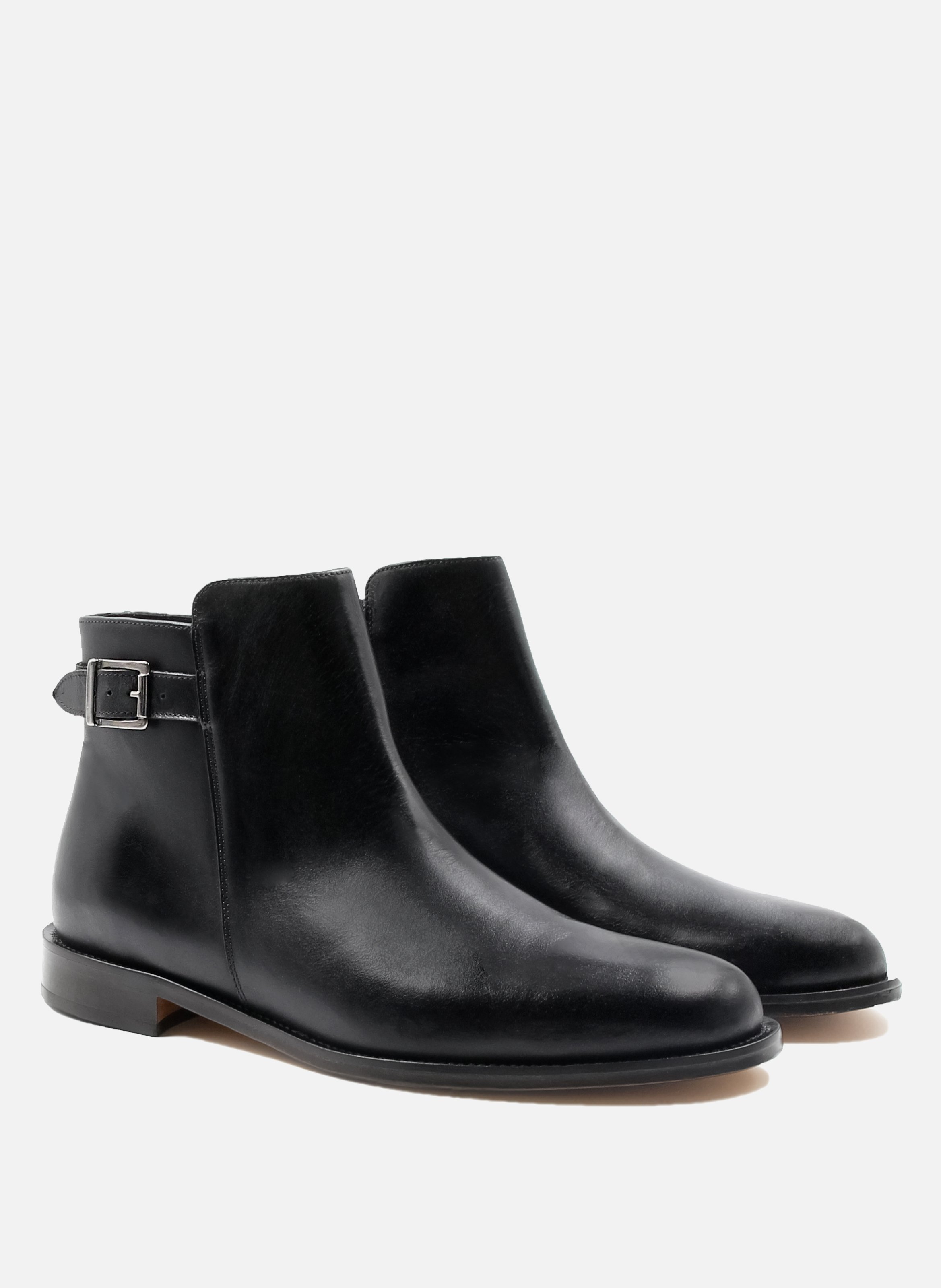 Buckled leather ankle boots JULES & JENN Black