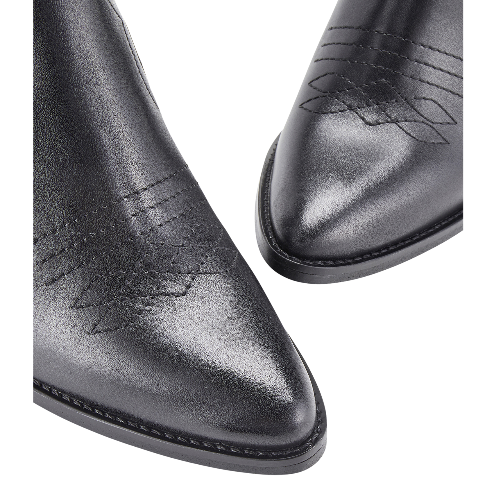 Western Chelsea Leather Ankle Boots COSMOPARIS Black