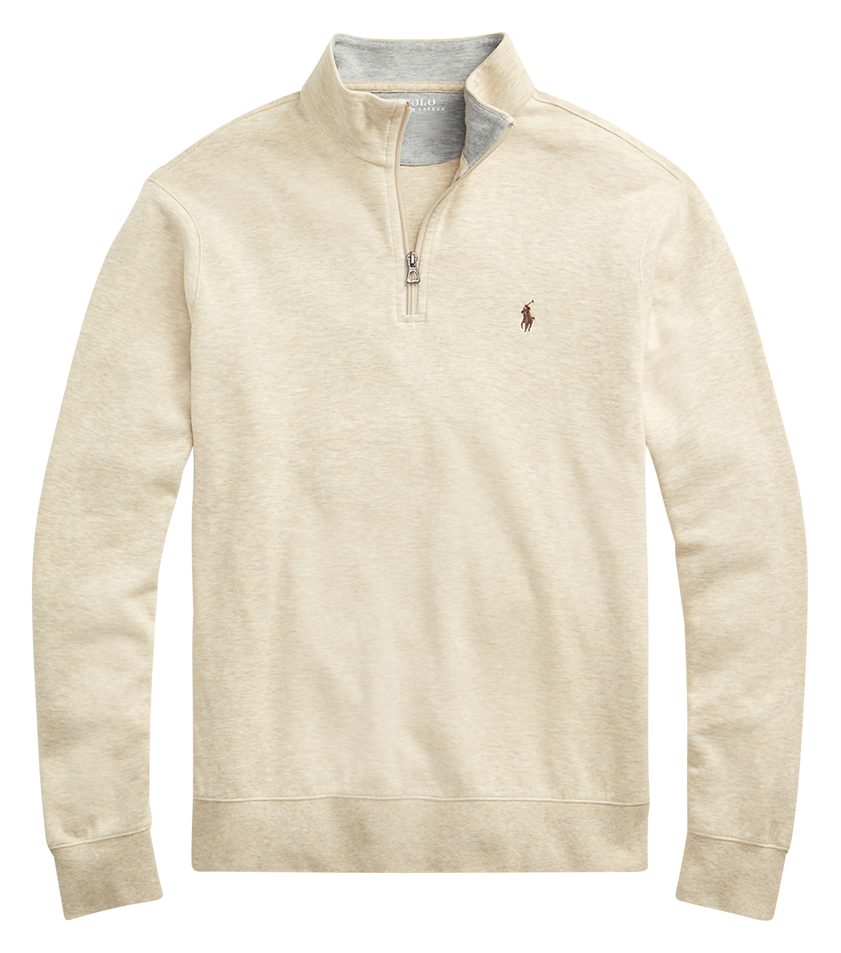Pull col zippé en coton mélangé POLO RALPH LAUREN Beige