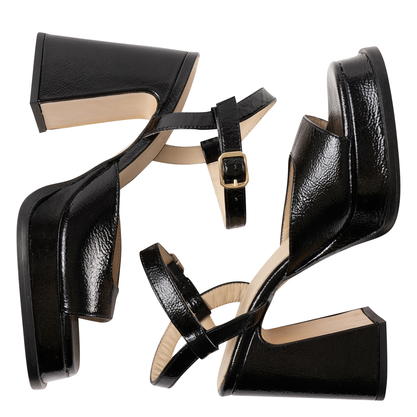 Sandales hautes en cuir SOULIER MARTINEZ Noir