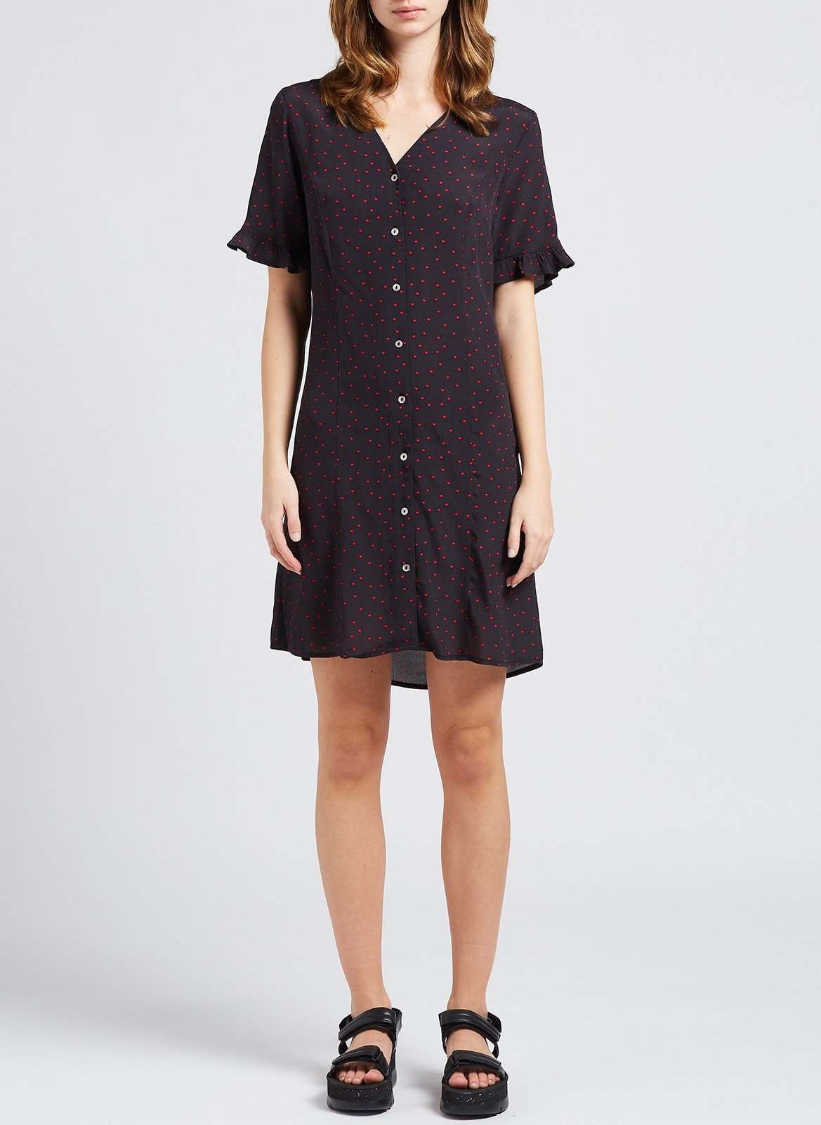 Printed viscose V-neck midi dress PIECES