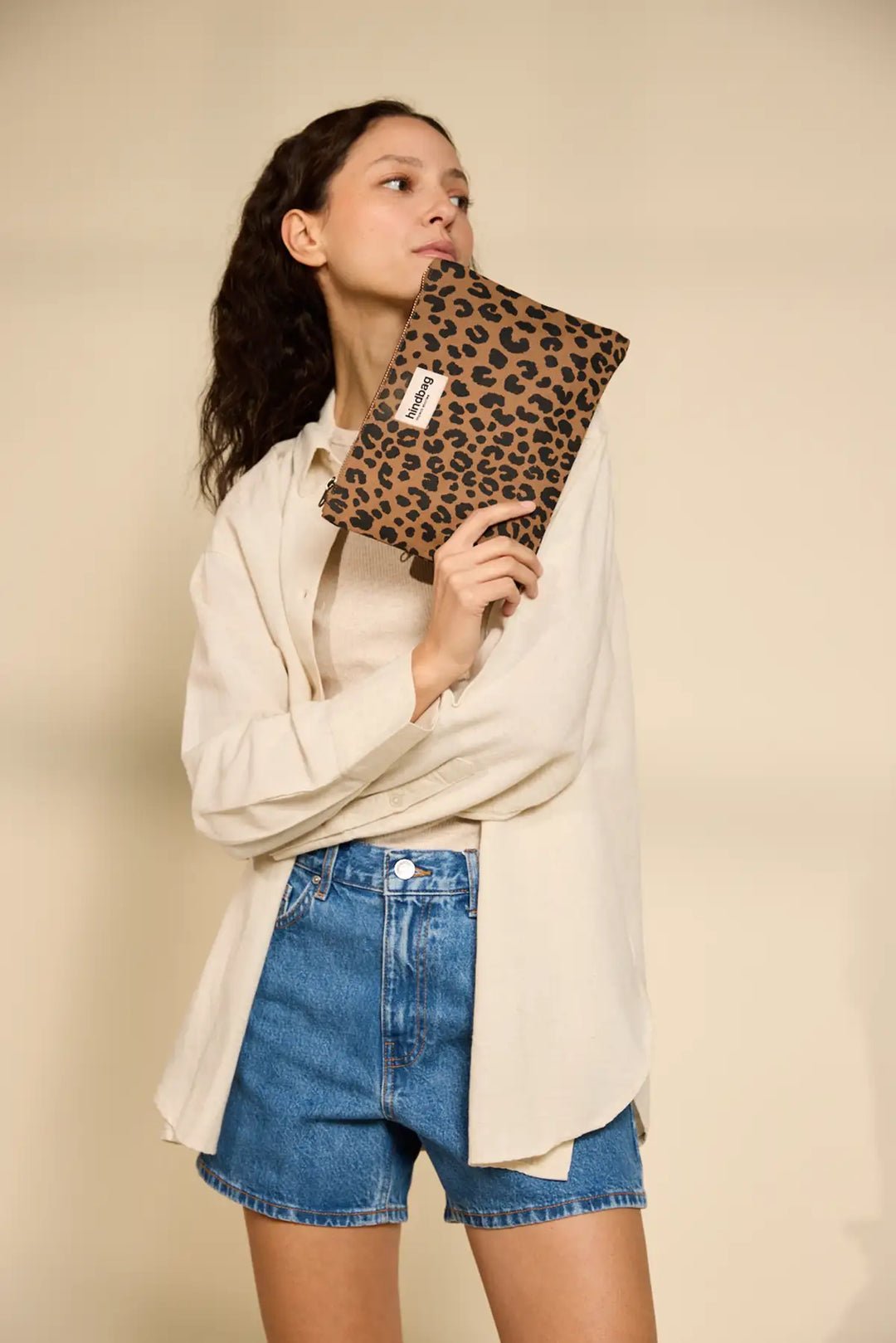 Cotton clutch bag HINDBAG Brown