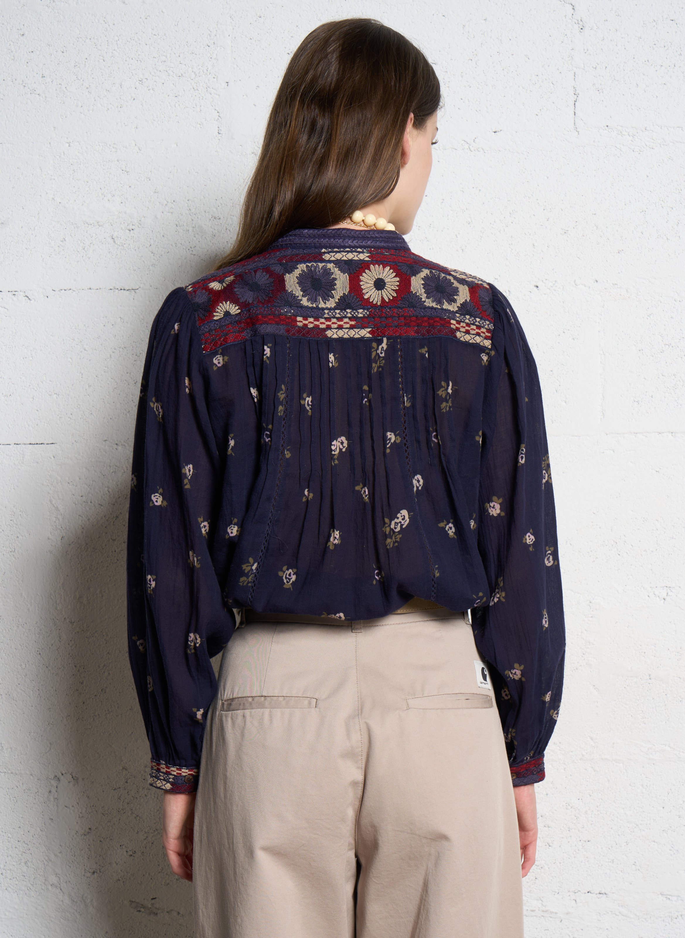 Round neck blouse with floral print MAISON HOTEL Blue