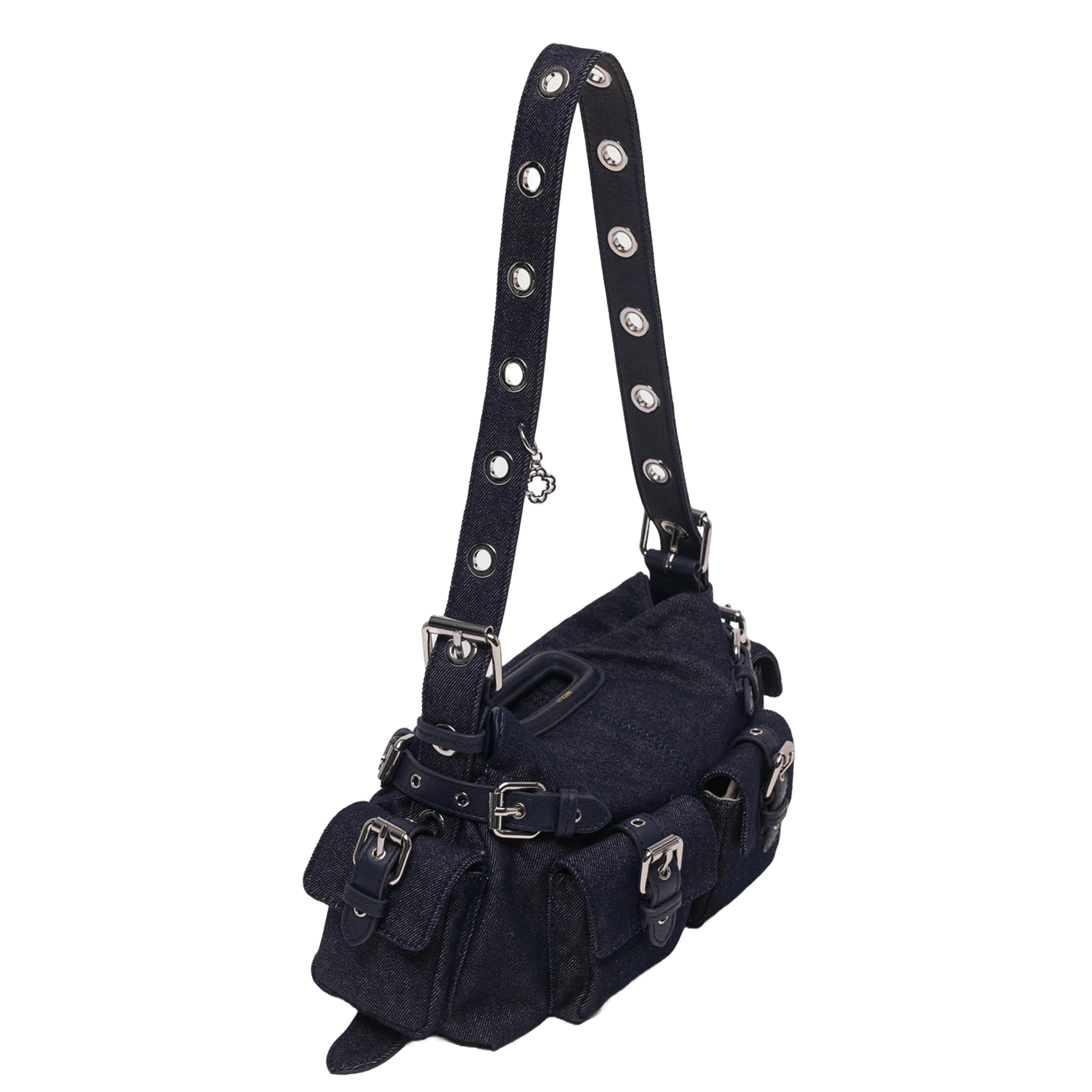 Denim crossbody bag with pockets MAJE Blue