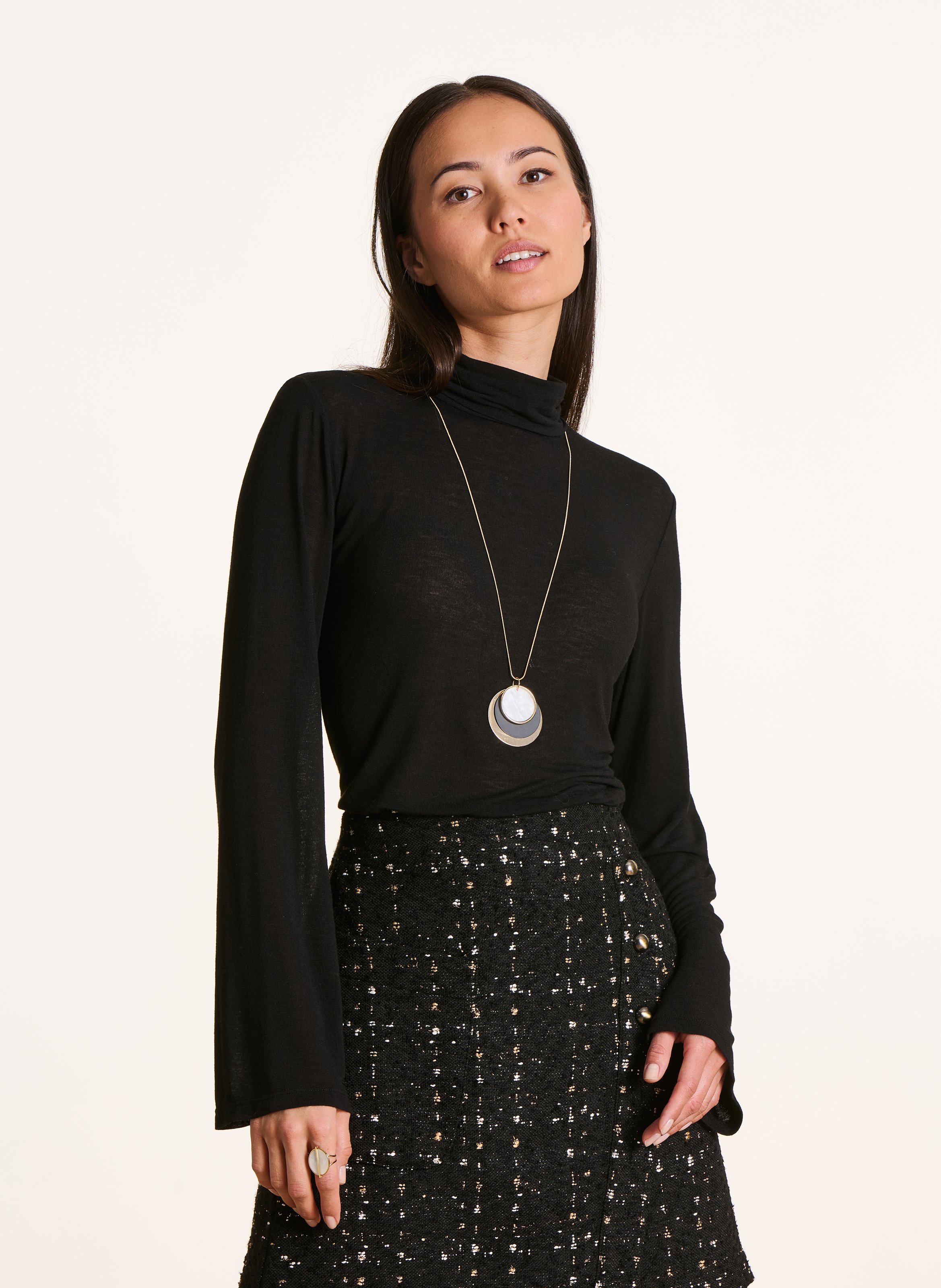 Top col roulé LA FEE MARABOUTEE Noir