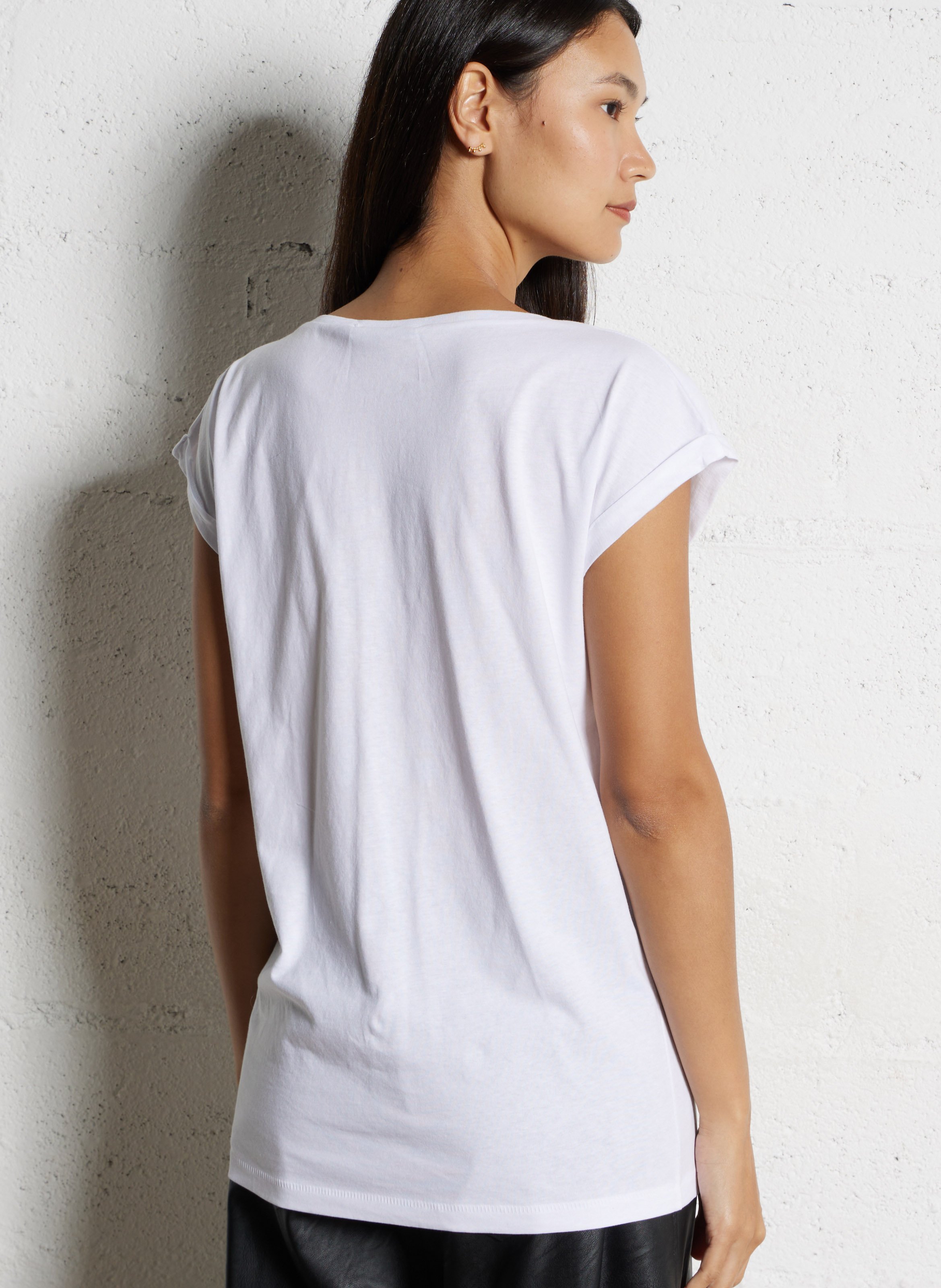 Tee-shirt col rond imprimé en coton PLEASE Blanc