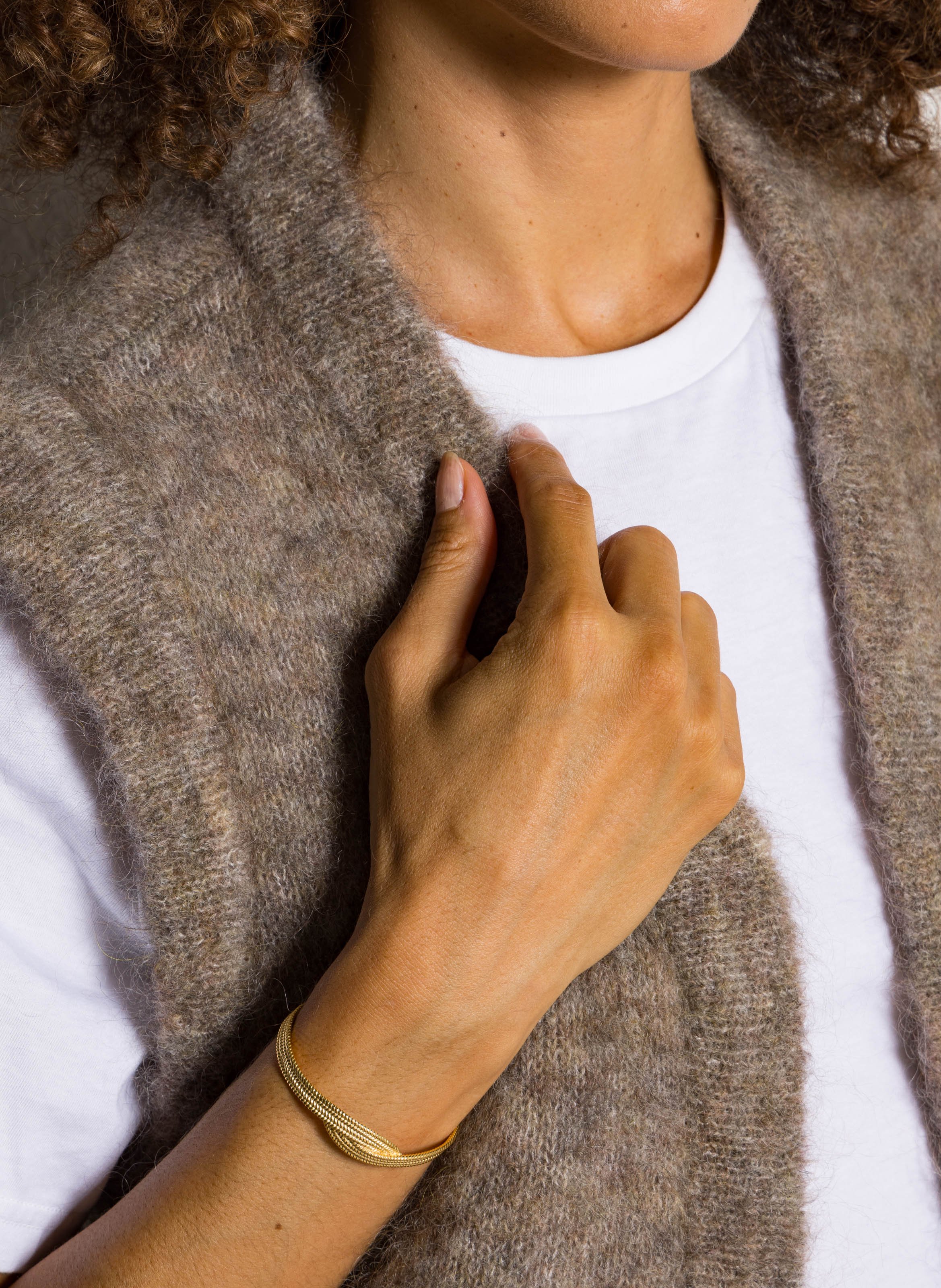 Jonc ajustable tressé FEEKA Doré