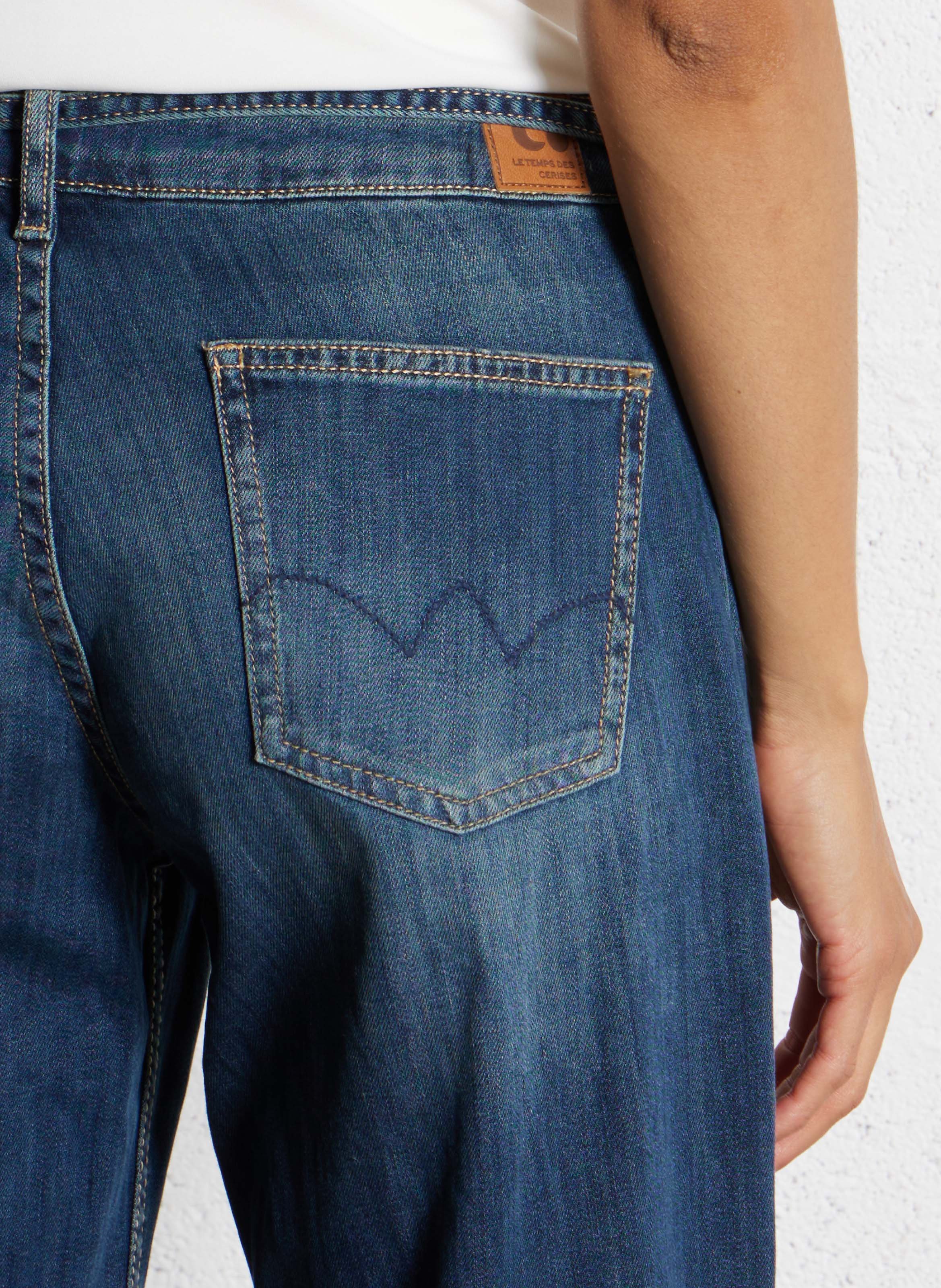 Jean évasé en coton mélangé LE TEMPS DES CERISES Bleu