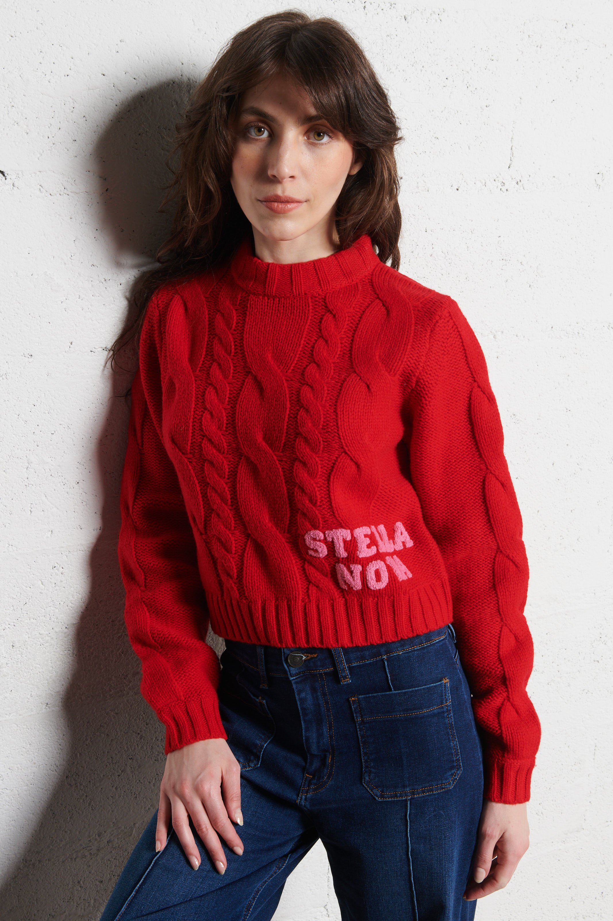 Pull col rond en laine mélangée STELLA NOVA Rouge