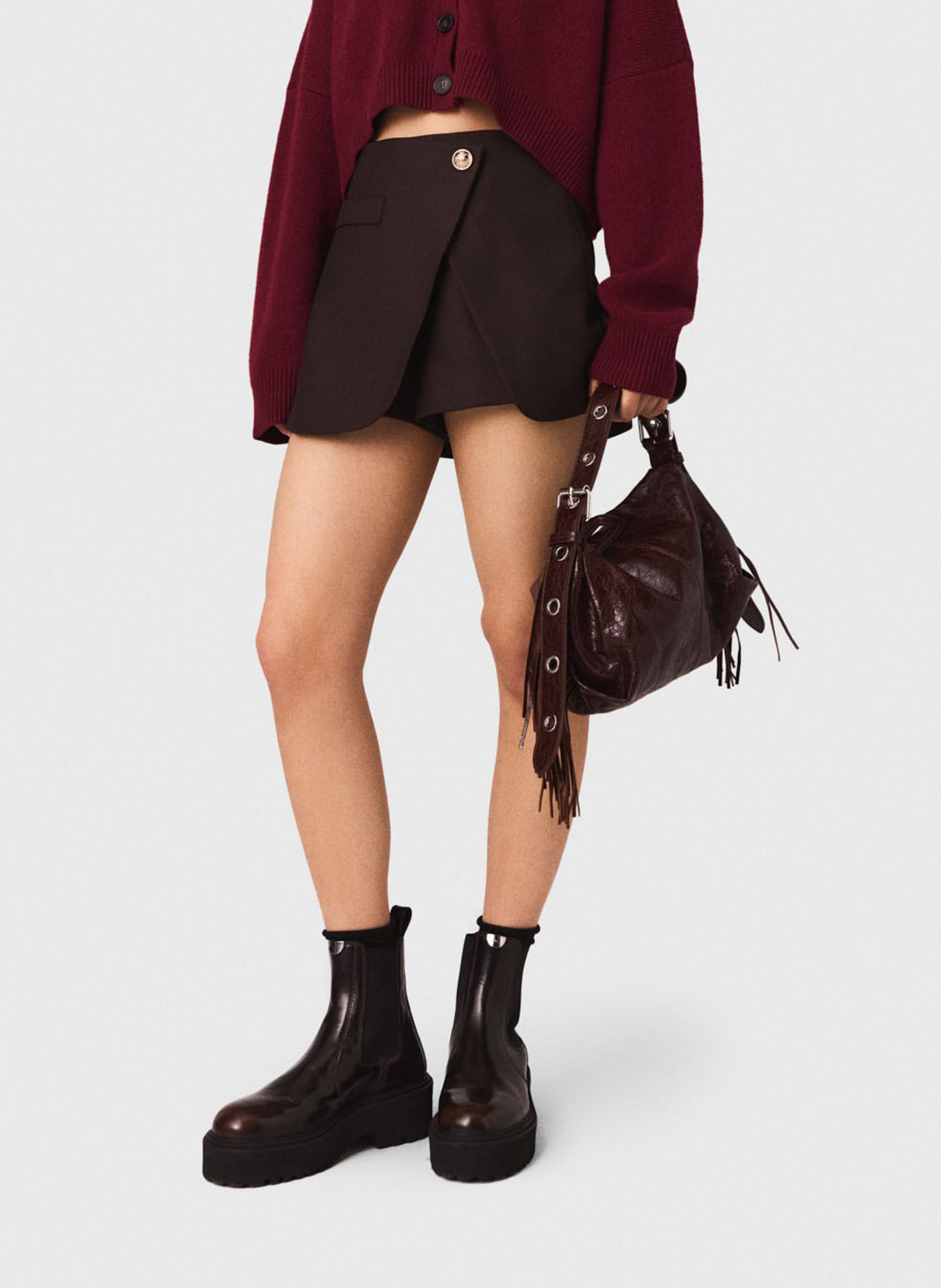 Mini jupe short  MAJE Marron