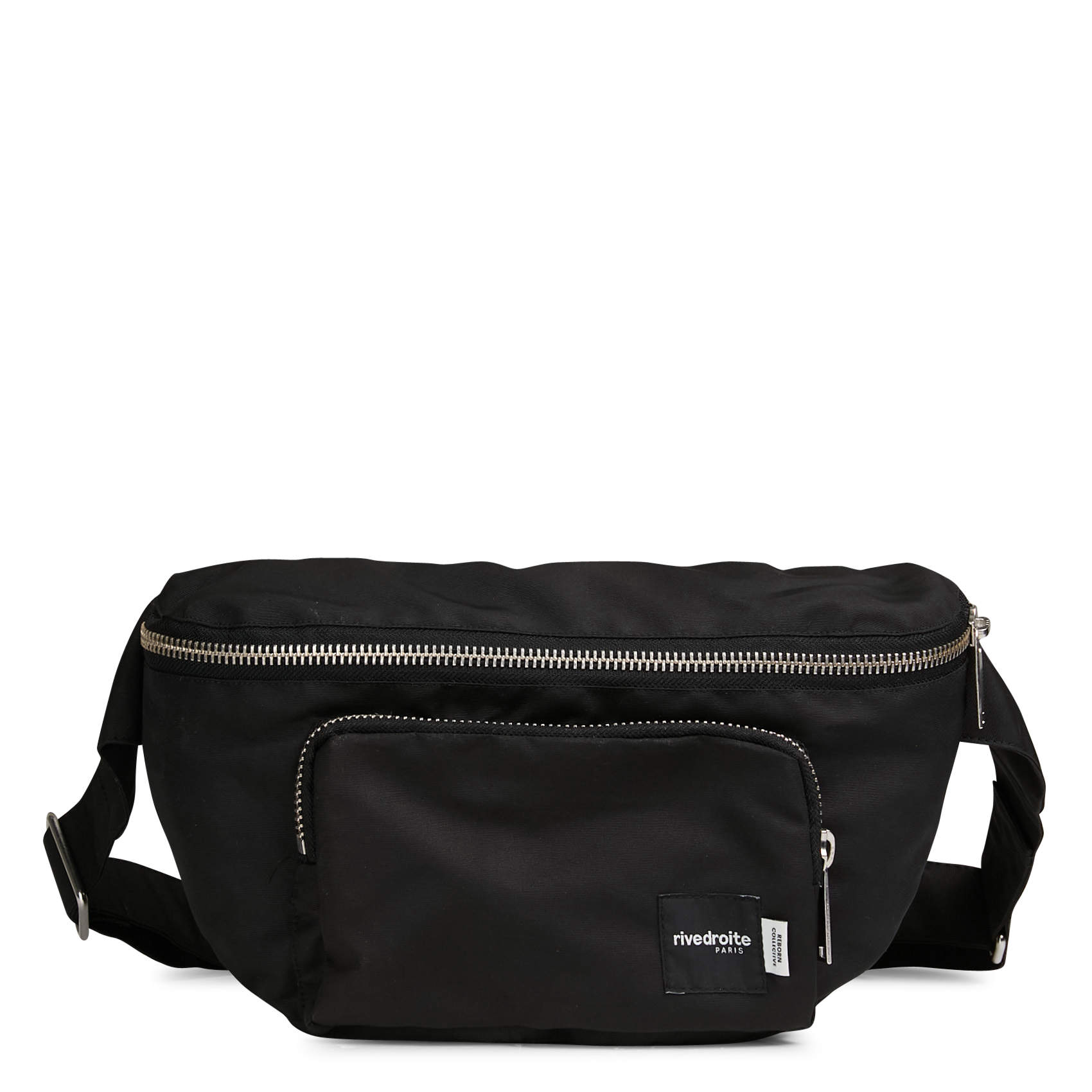 Solid color zippered waist bag with pocket RIVEDROITE PARIS Black