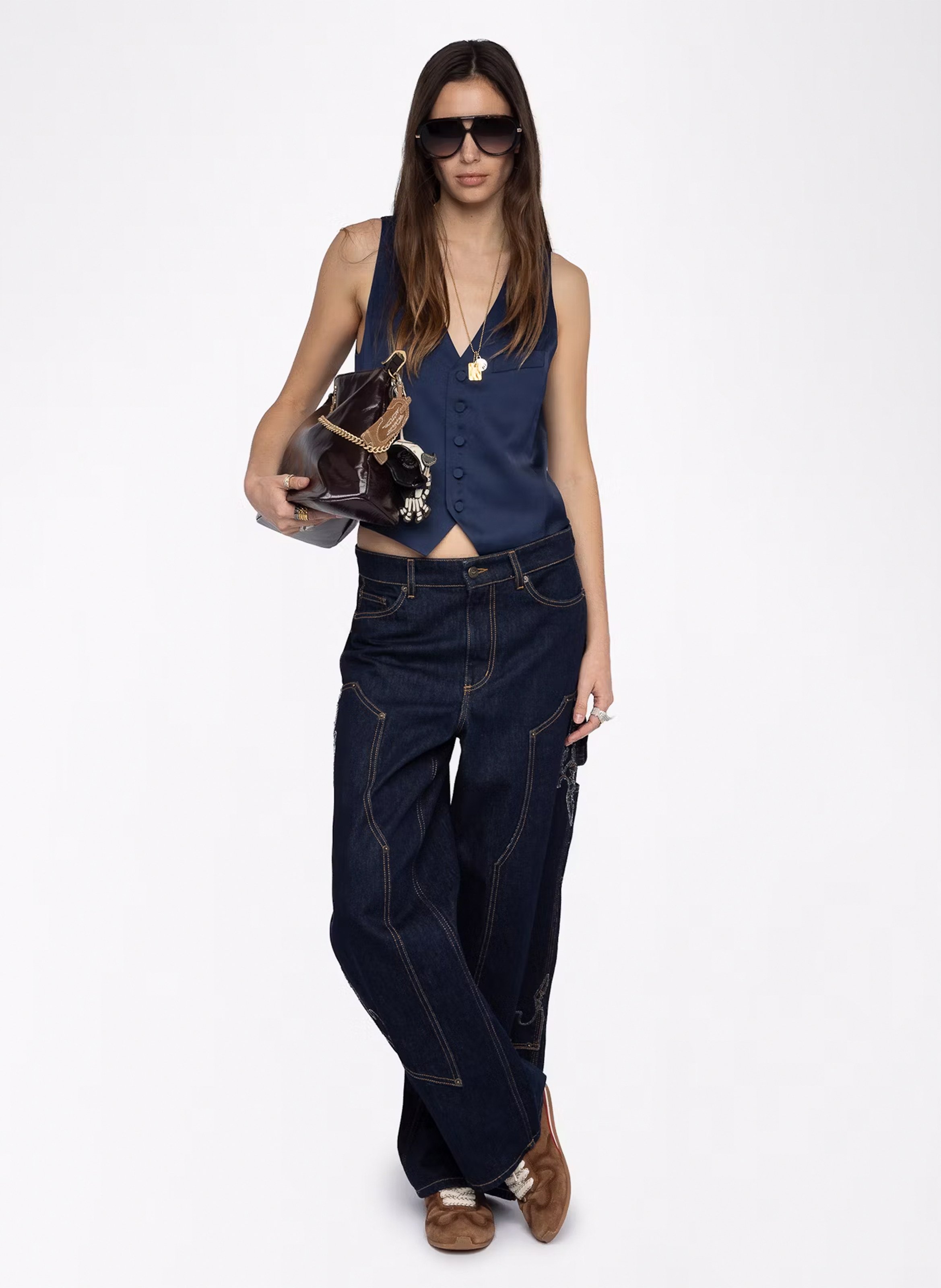 Sakko-Weste mit V-Ausschnitt aus Satin ZADIG&VOLTAIRE Blau