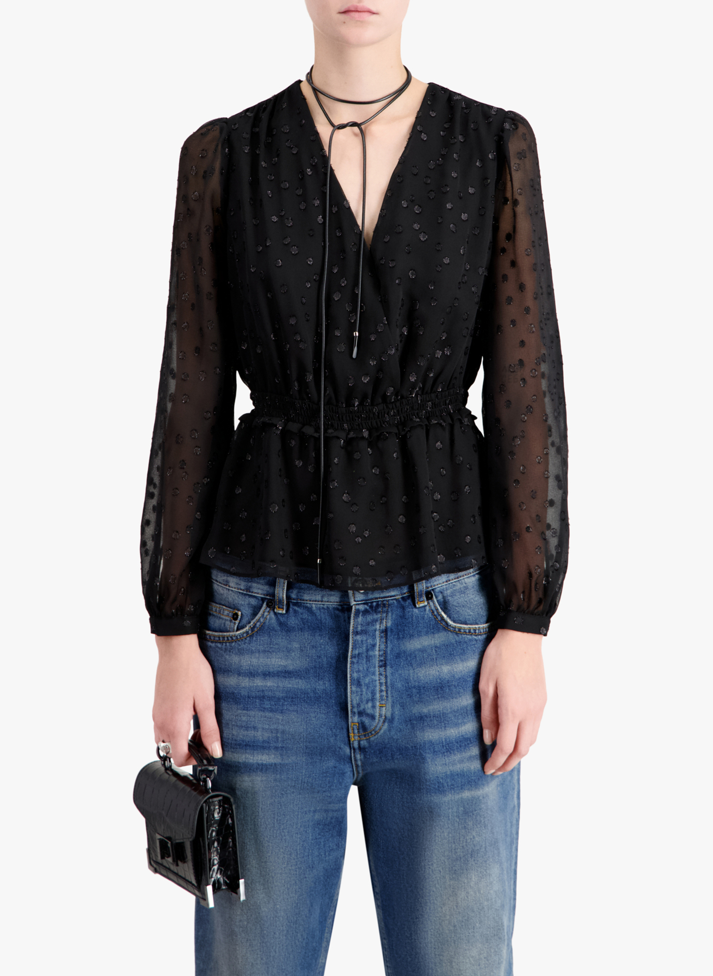 Top col V cache coeur THE KOOPLES Noir