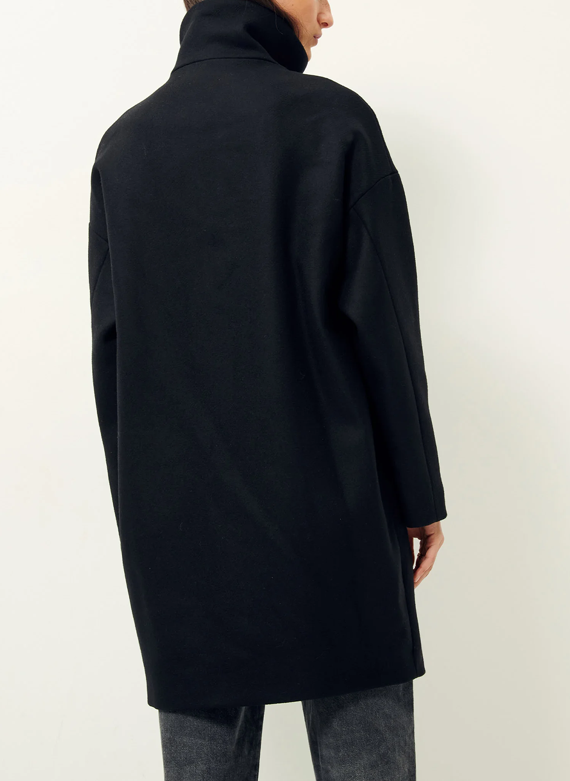 Manteau col montant en laine mélangée SESSUN Noir