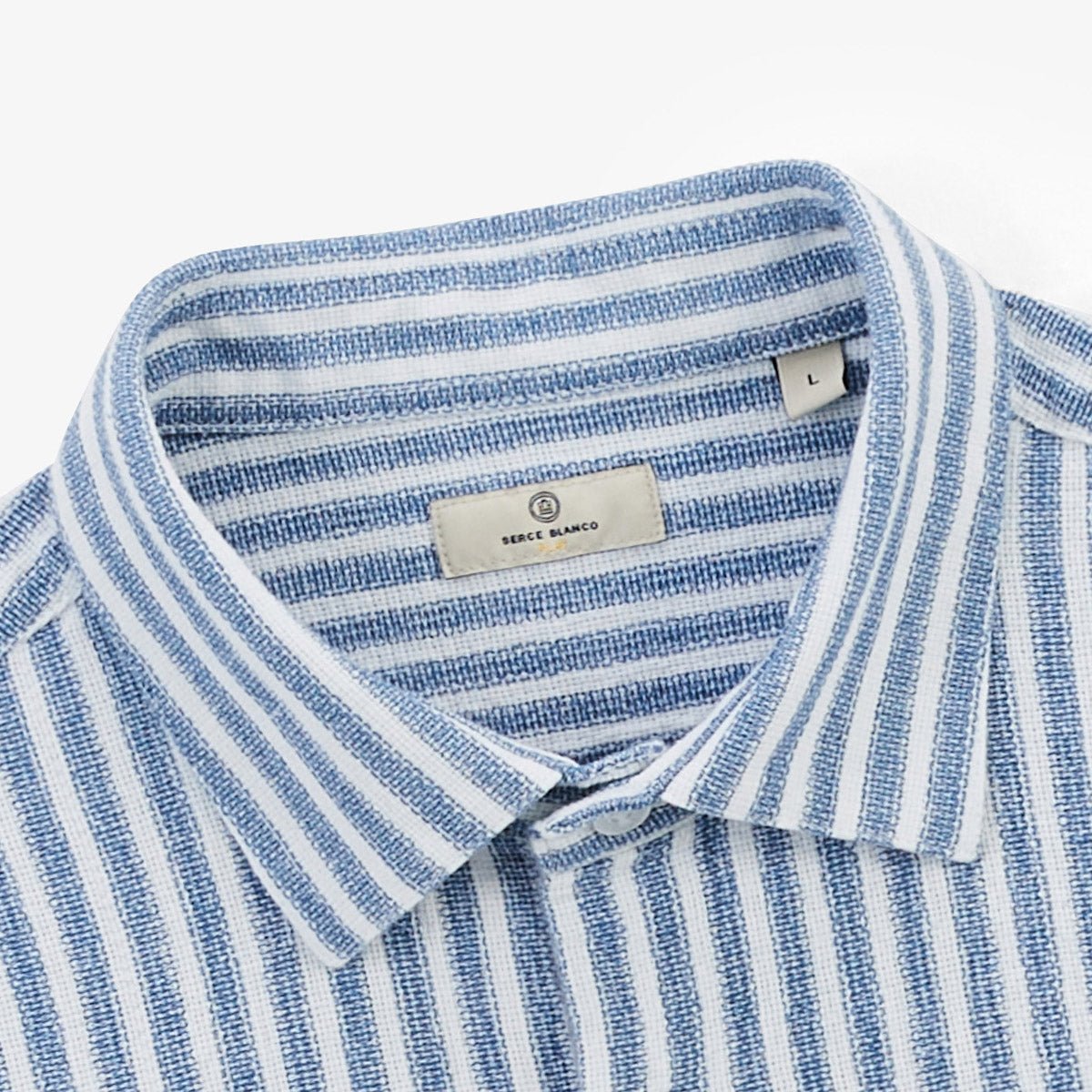 Long-sleeve shirt with woven cotton stripes SERGE BLANCO Blue